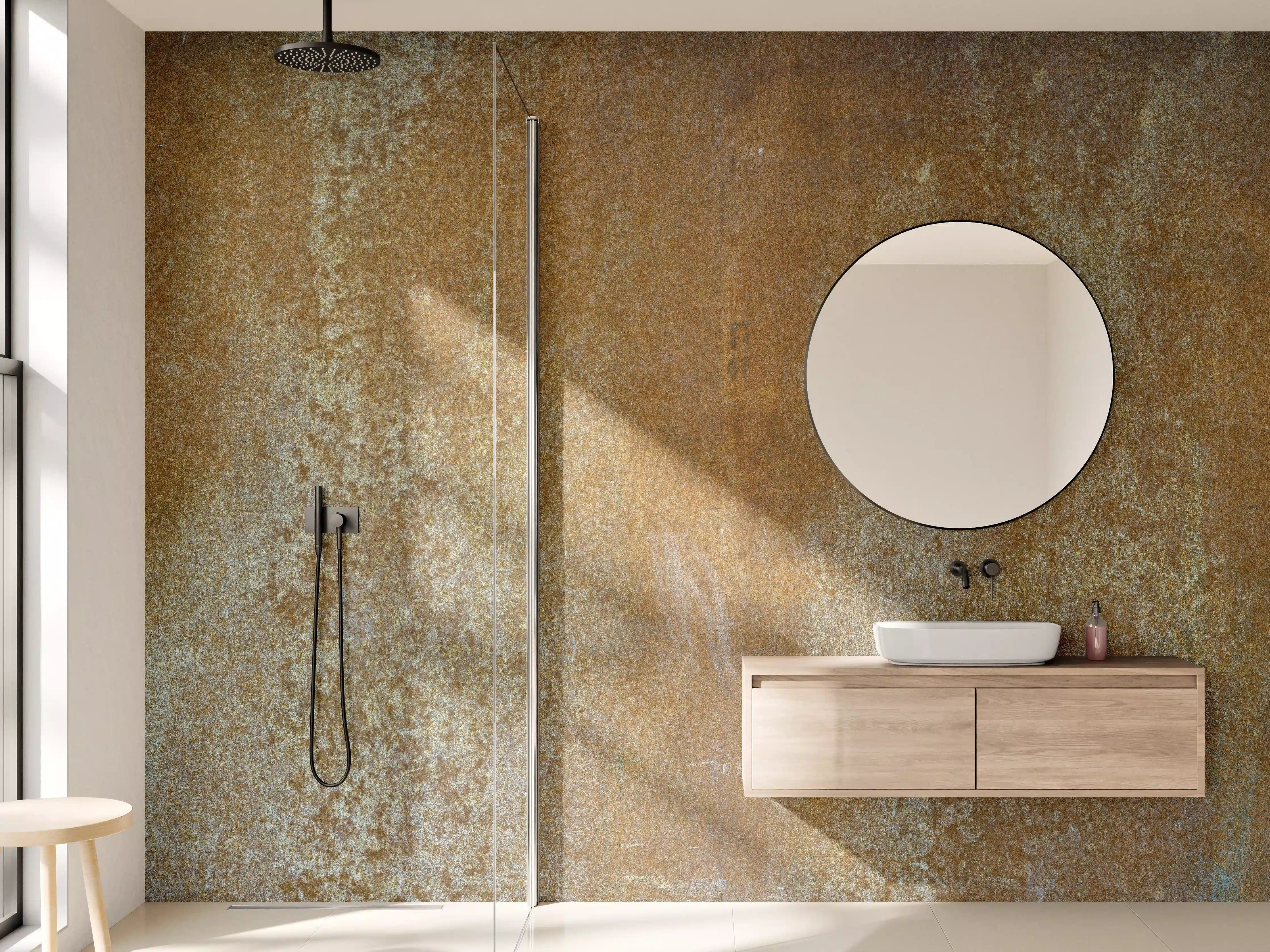 Wandverkleidung Bad - Rustikale Metalltextur mit Rostpatina