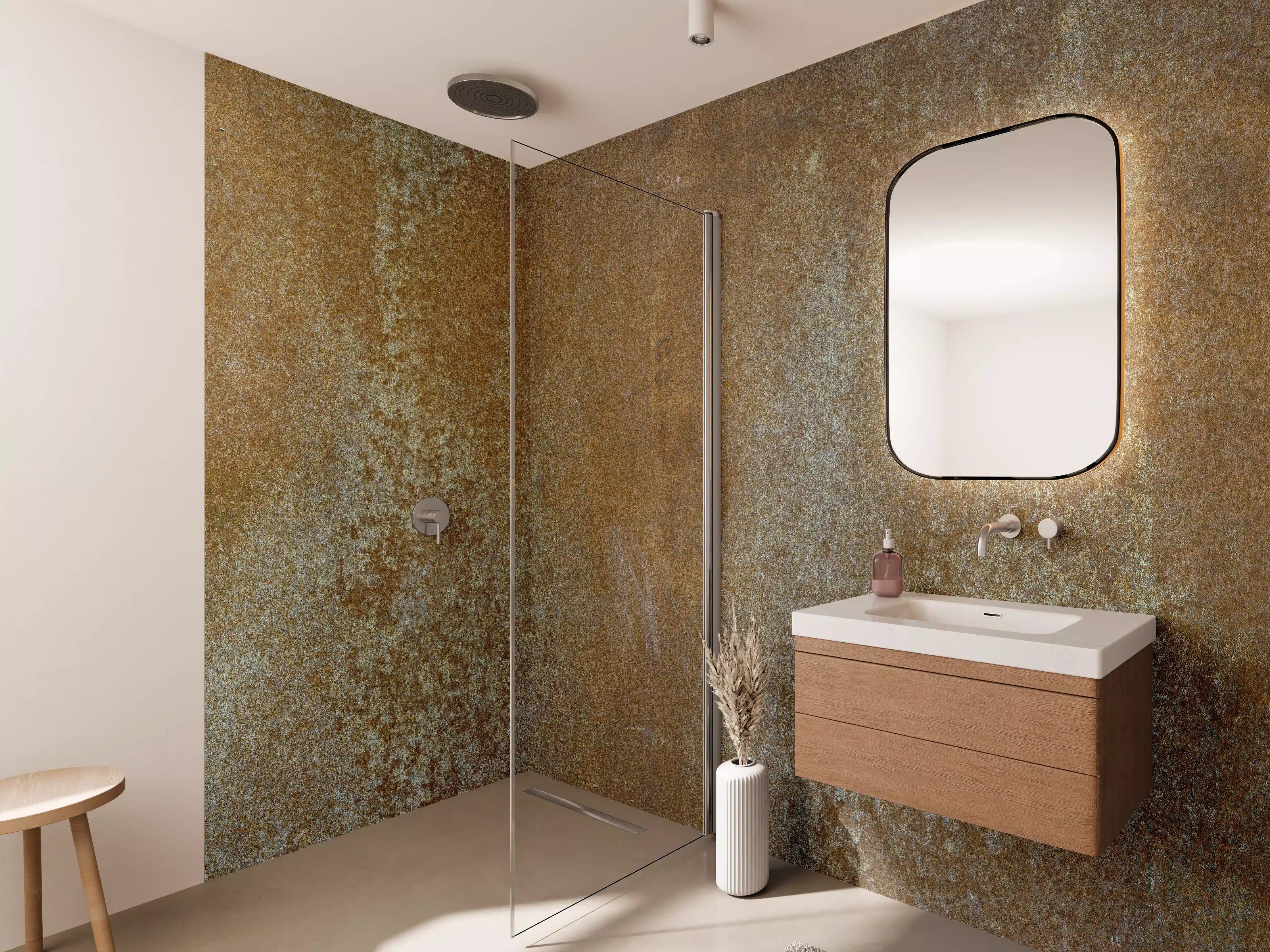 Wandverkleidung Bad - Rustikale Metalltextur mit Rostpatina