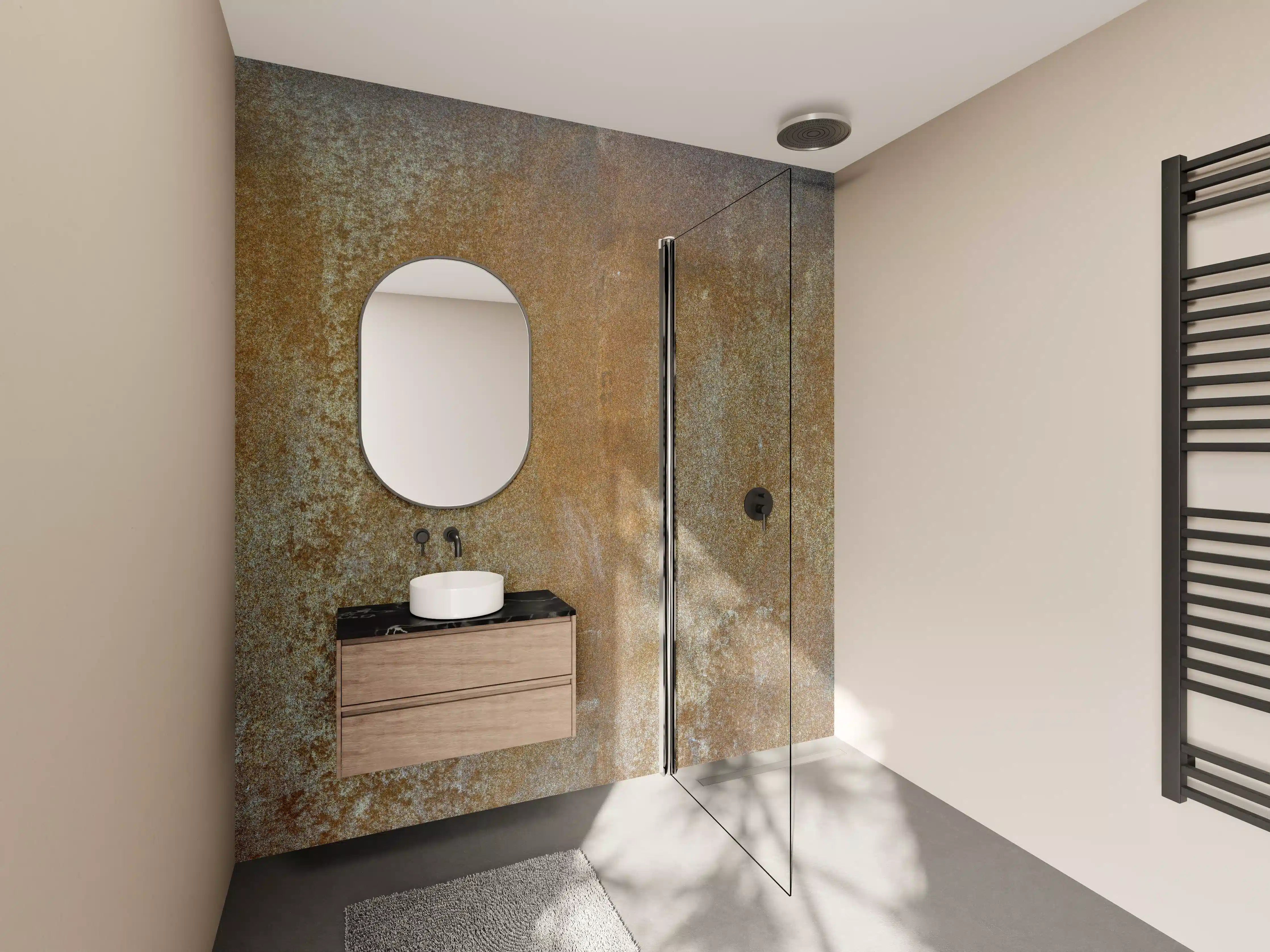 Wandverkleidung Bad - Rustikale Metalltextur mit Rostpatina