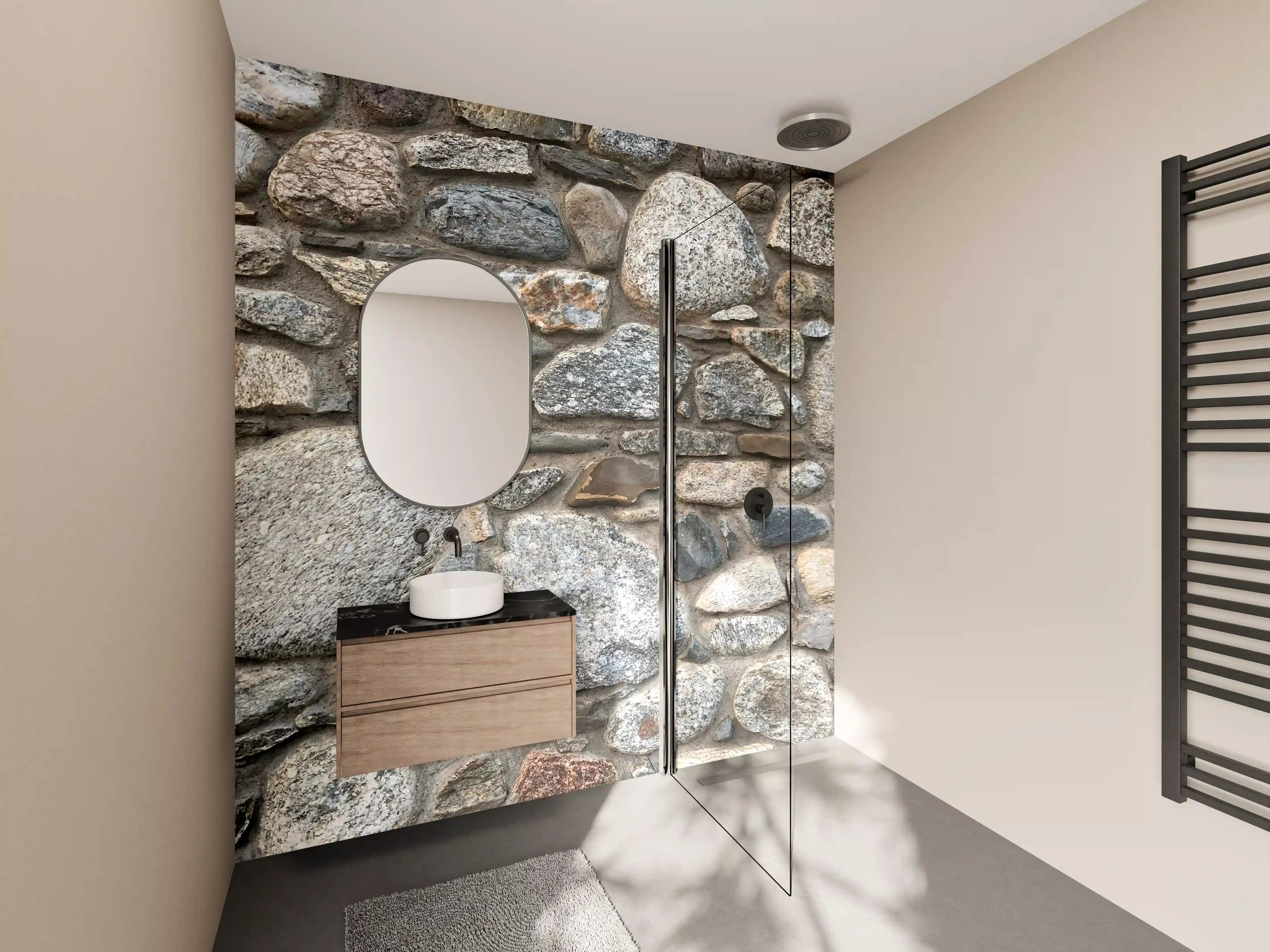 Wandverkleidung Bad - Rustikale Steinmauer mit natürlicher Struktur