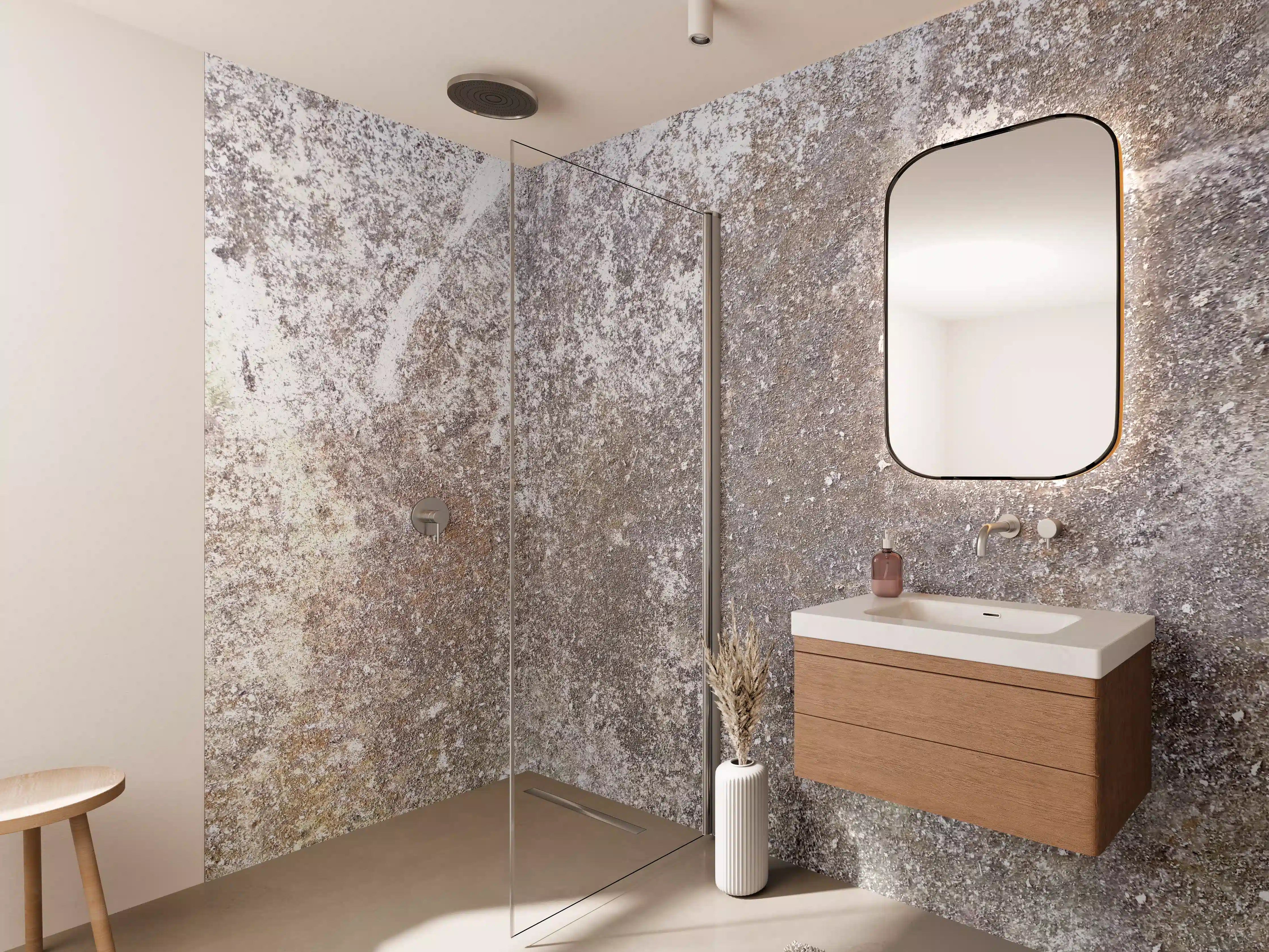 Wandverkleidung Bad - Rustikale Steinoptik in Erdtönen