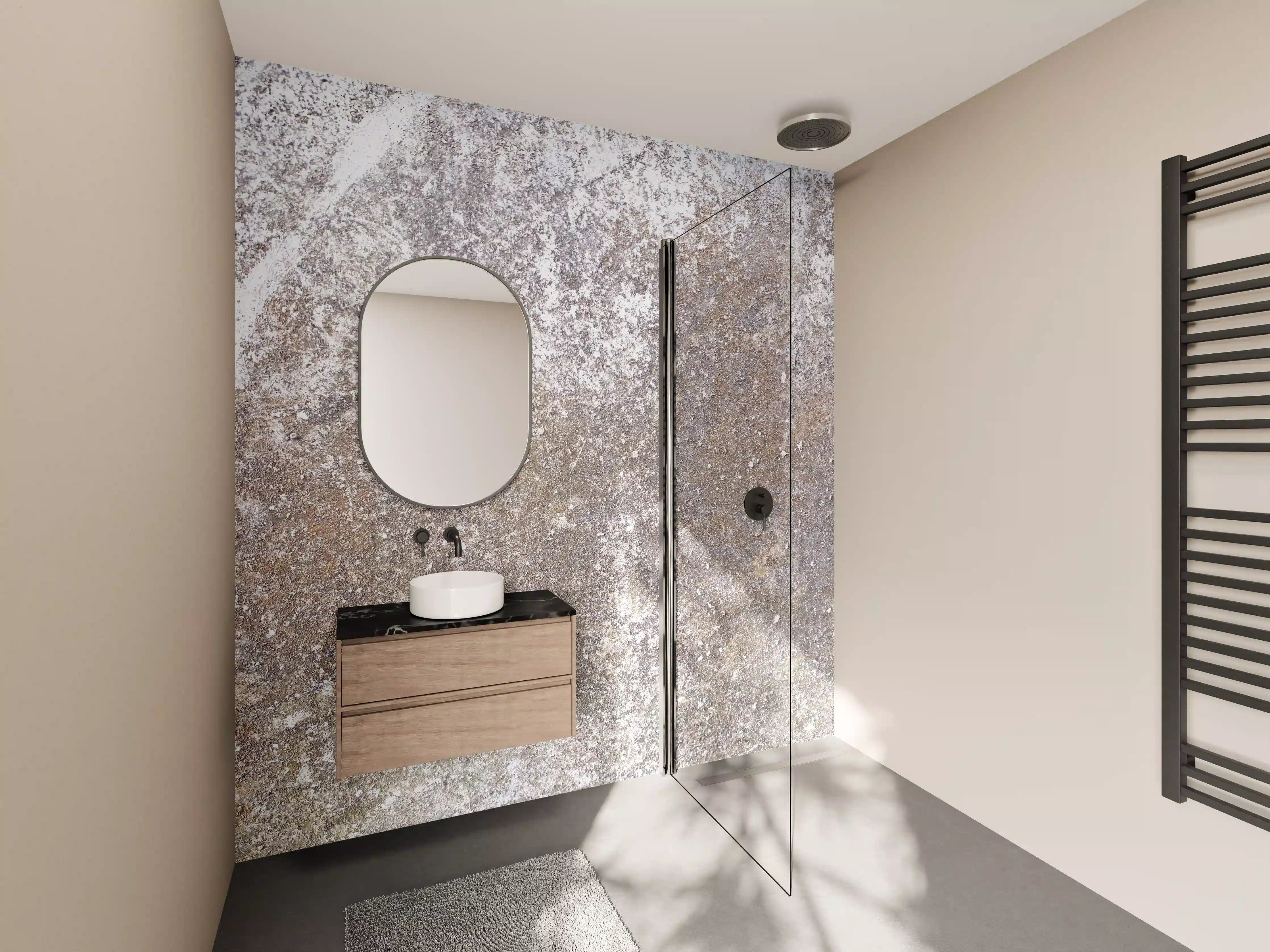 Wandverkleidung Bad - Rustikale Steinoptik in Erdtönen