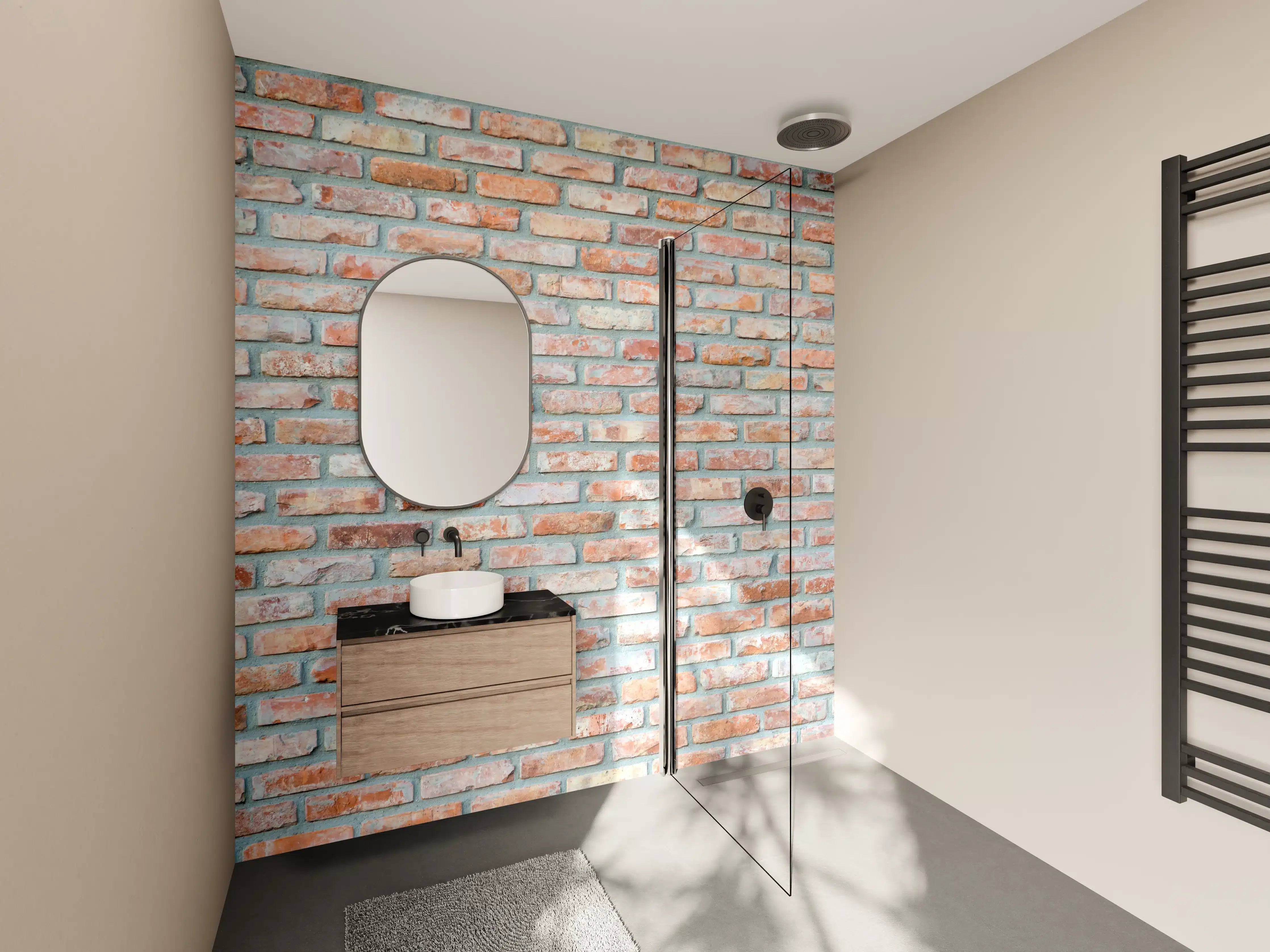 Wandverkleidung Bad - Rustikale Ziegelwand mit warmen Rottönen