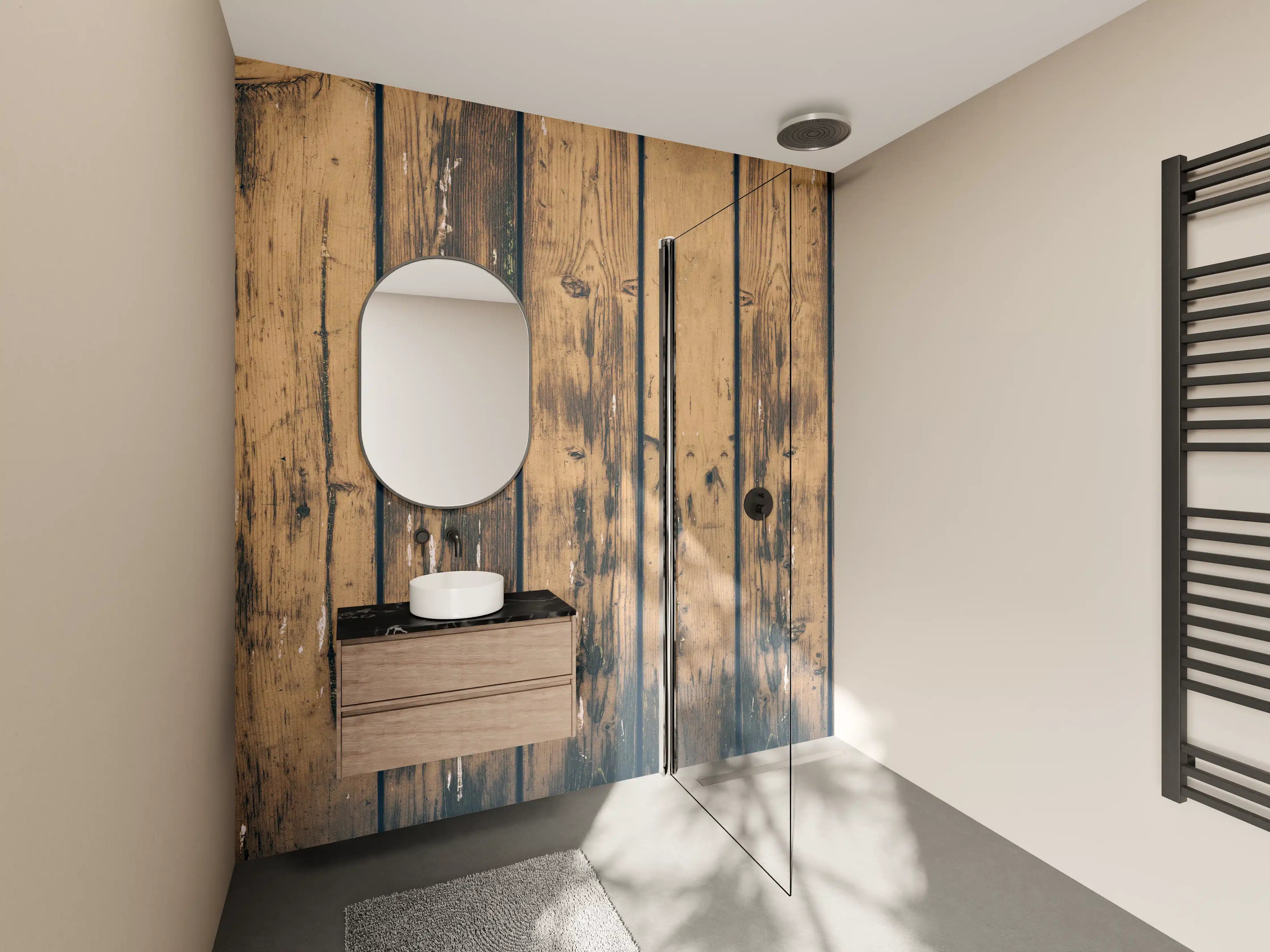 Wandverkleidung Bad - Rustikales Holz - Vintage