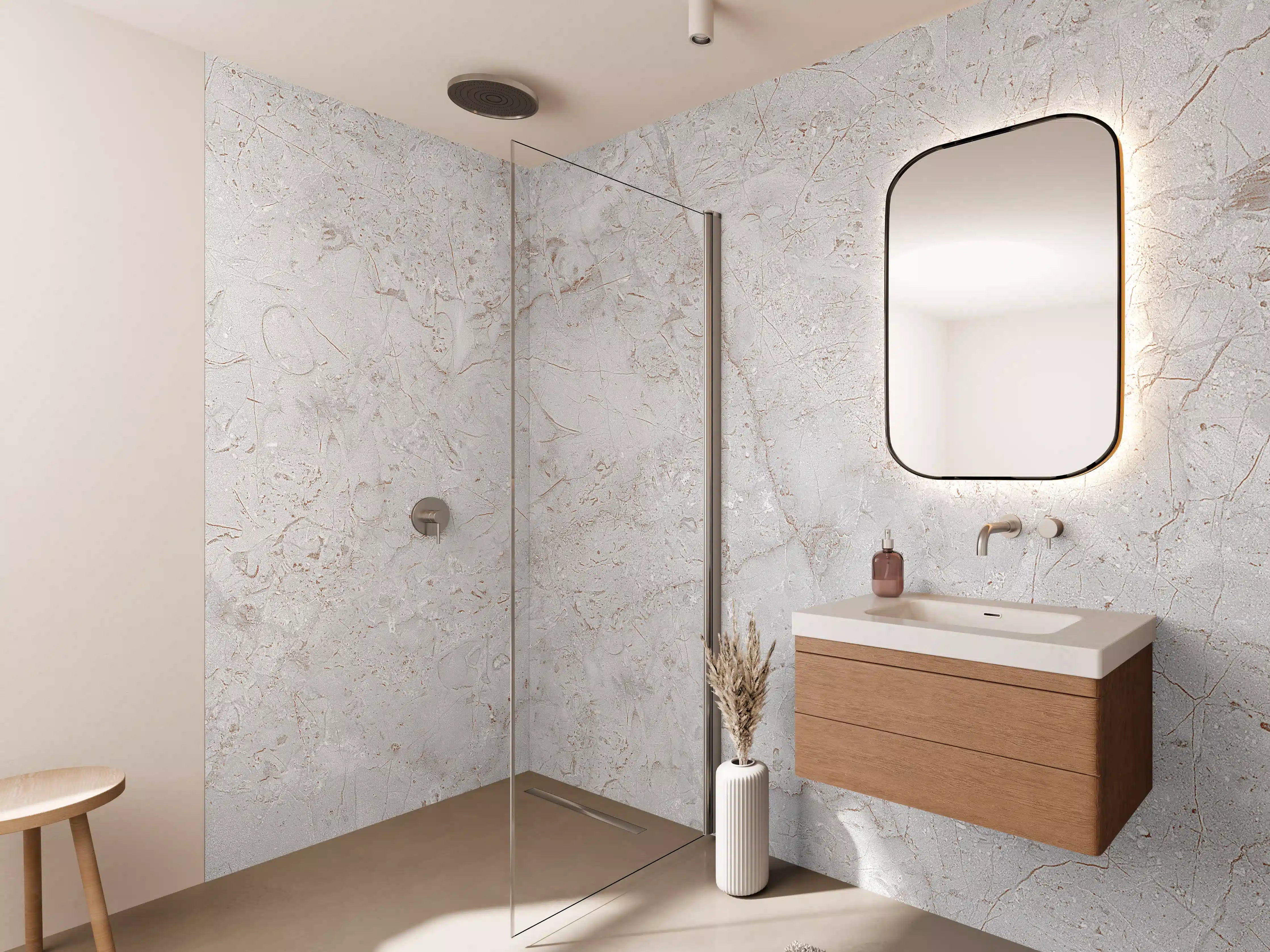 Wandverkleidung Bad - Rustikales Marmor-Design