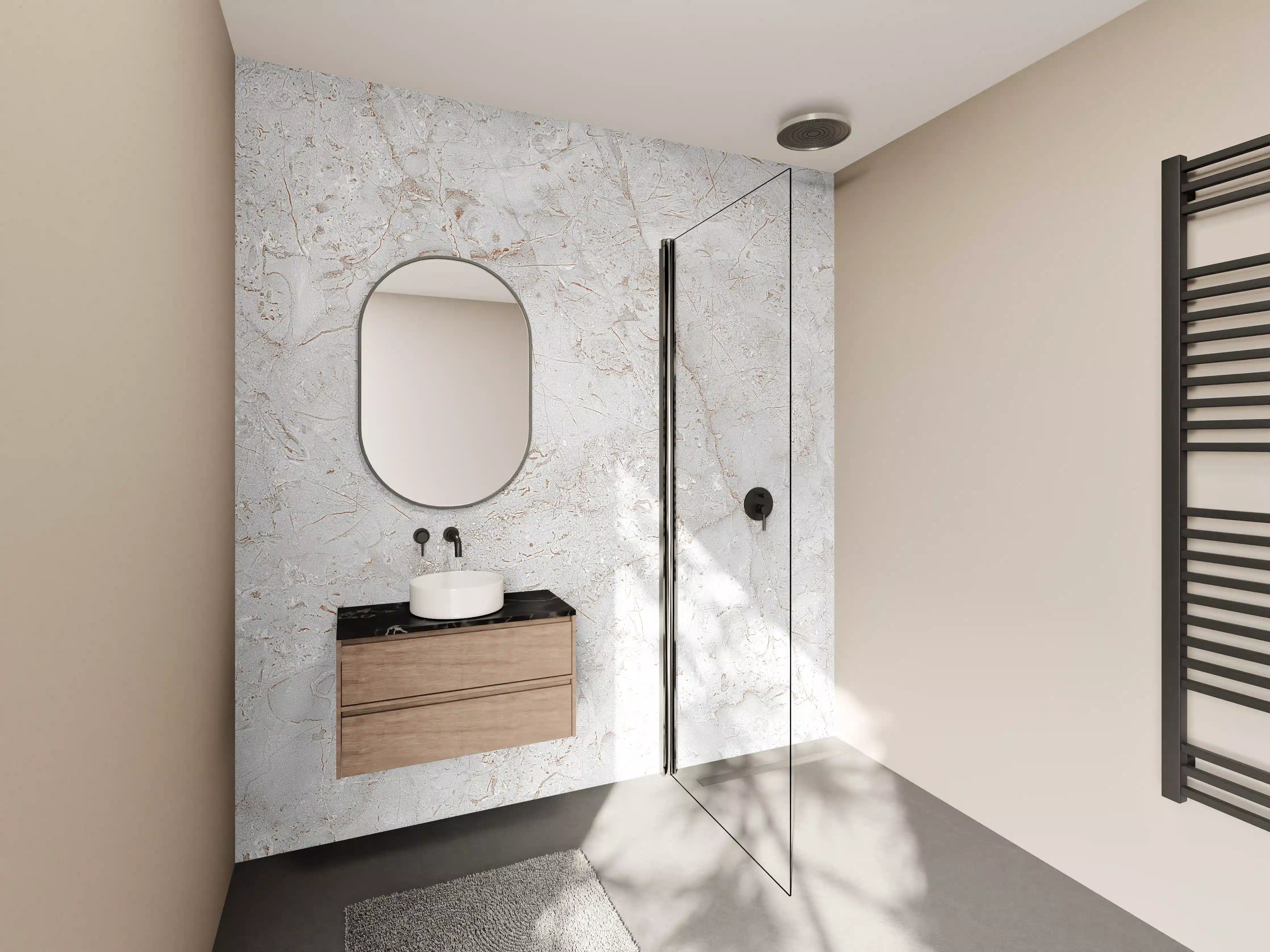 Wandverkleidung Bad - Rustikales Marmor-Design