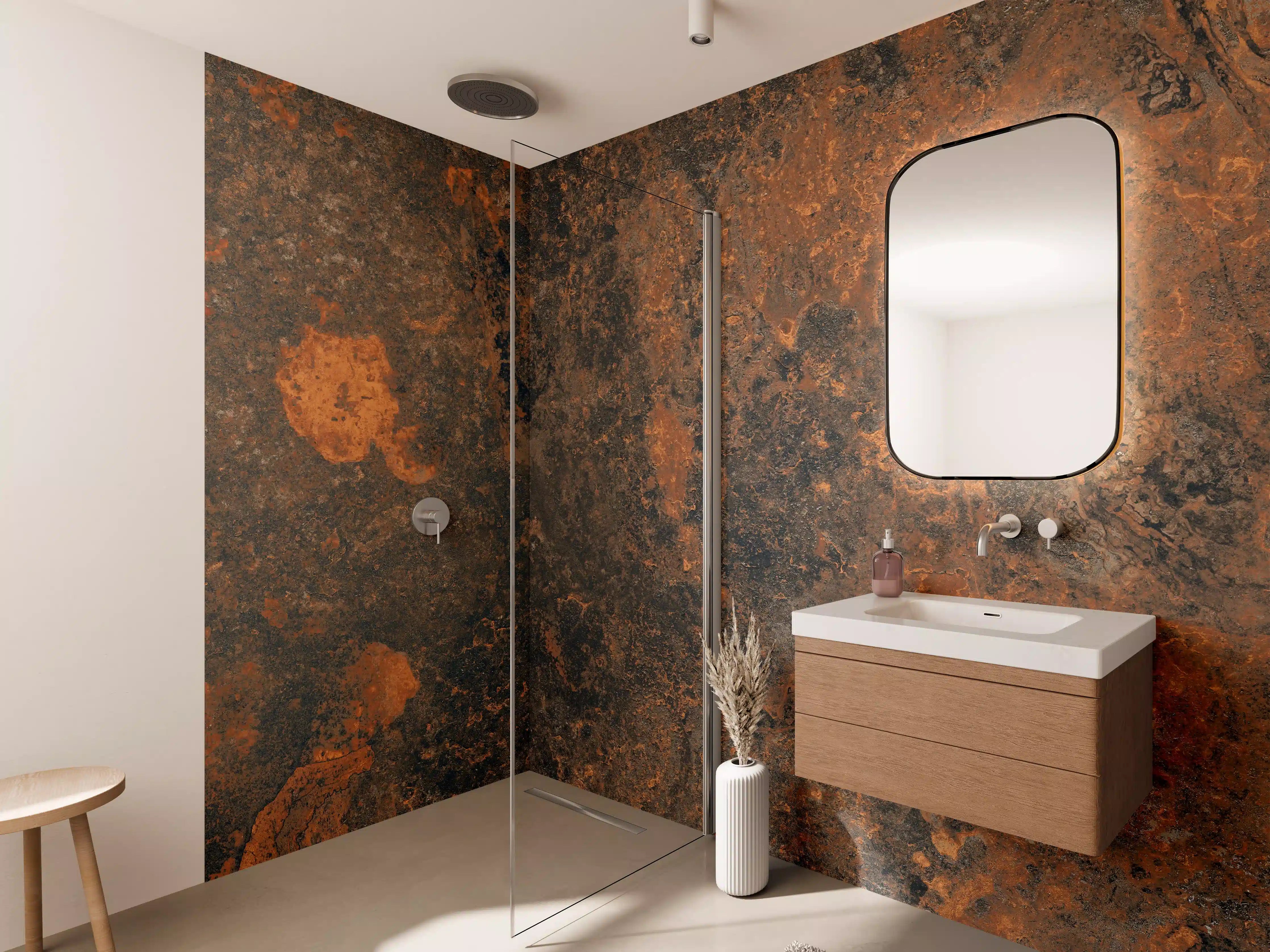 Wandverkleidung Bad - Rustikales Metall Tesxtur