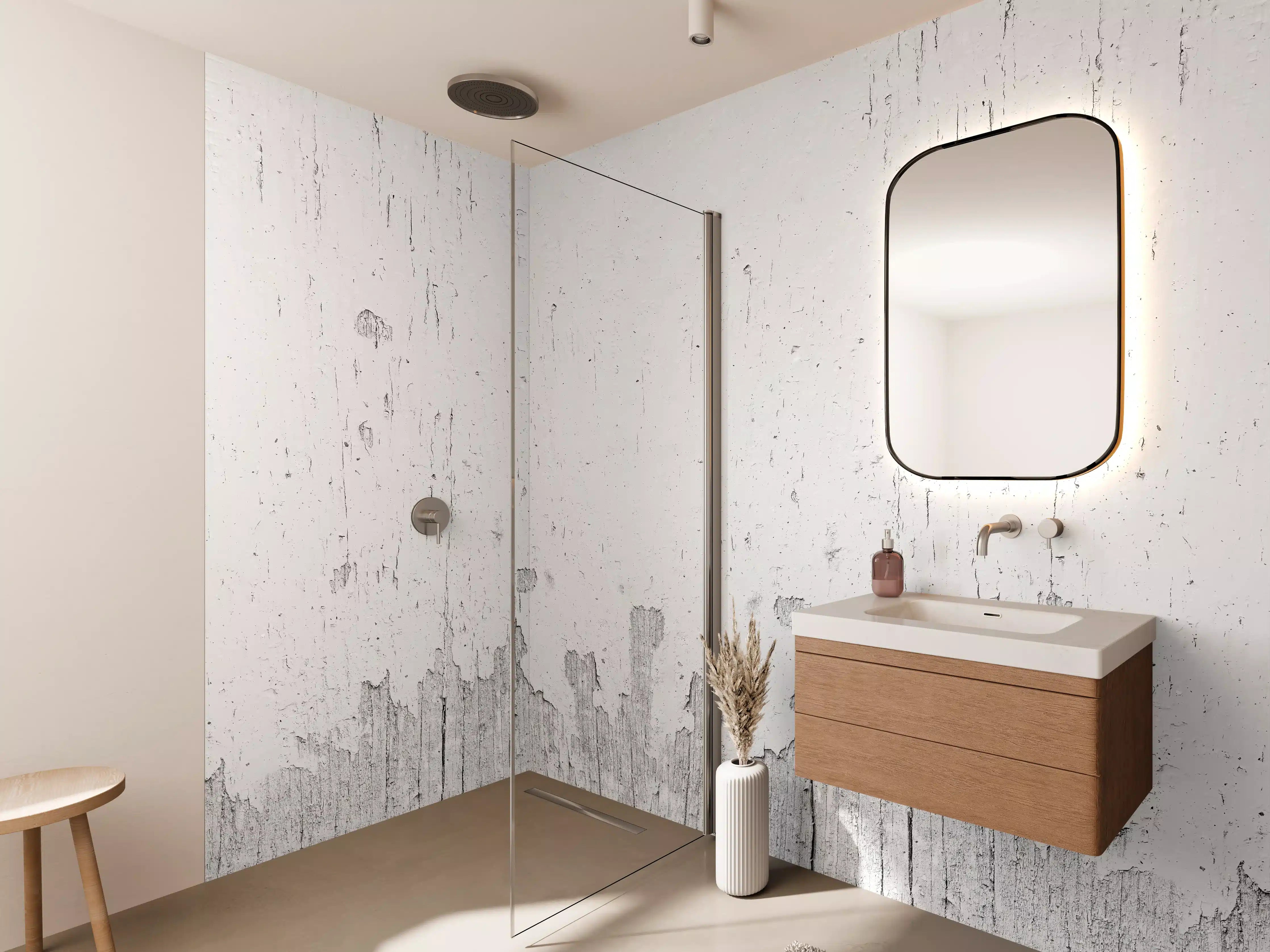 Wandverkleidung Bad - Rustikales weiß lackiertes Holz