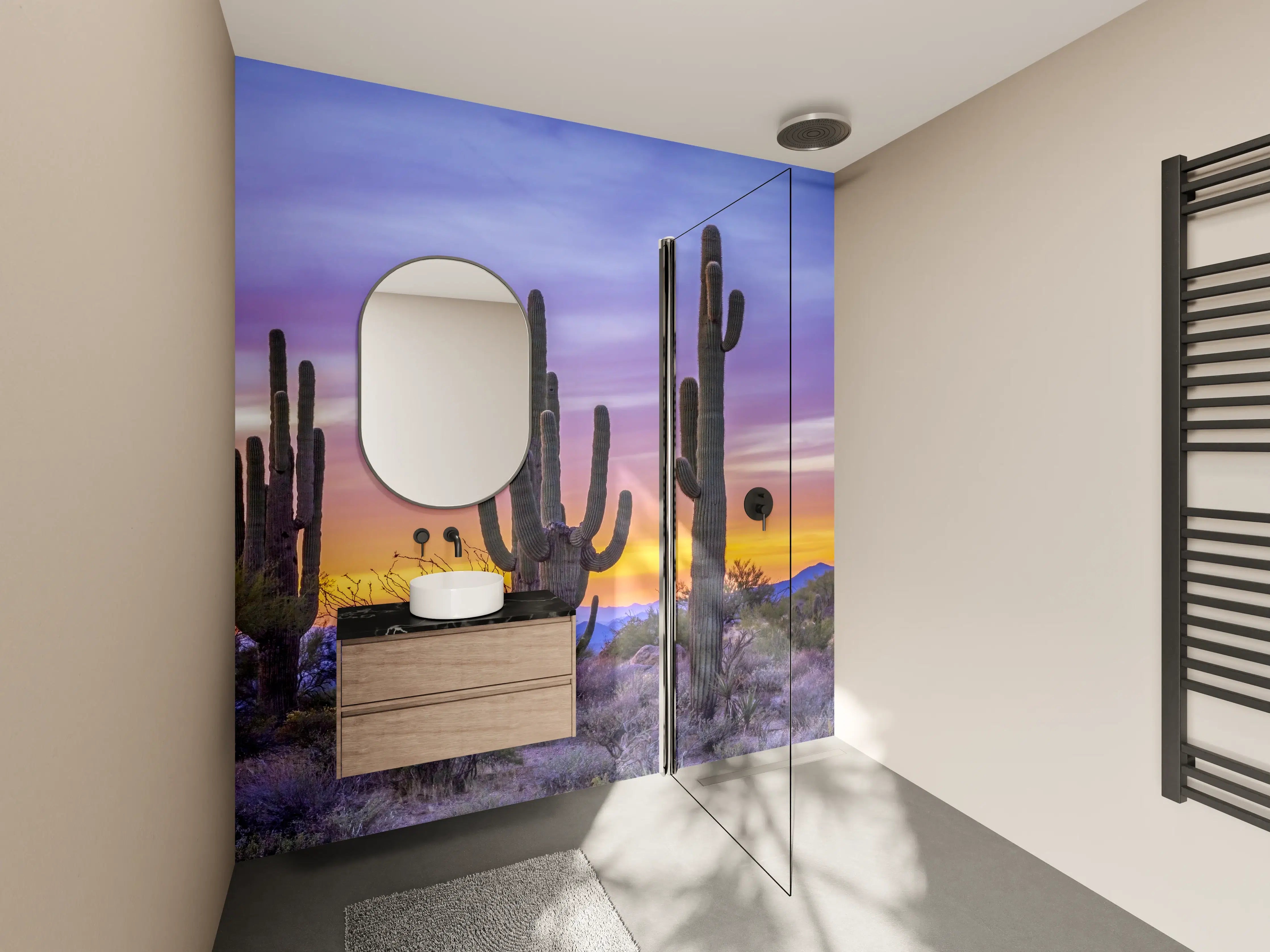 Wandverkleidung Bad - Saguaro-Kaktus bei Sonnenuntergang in Arizona