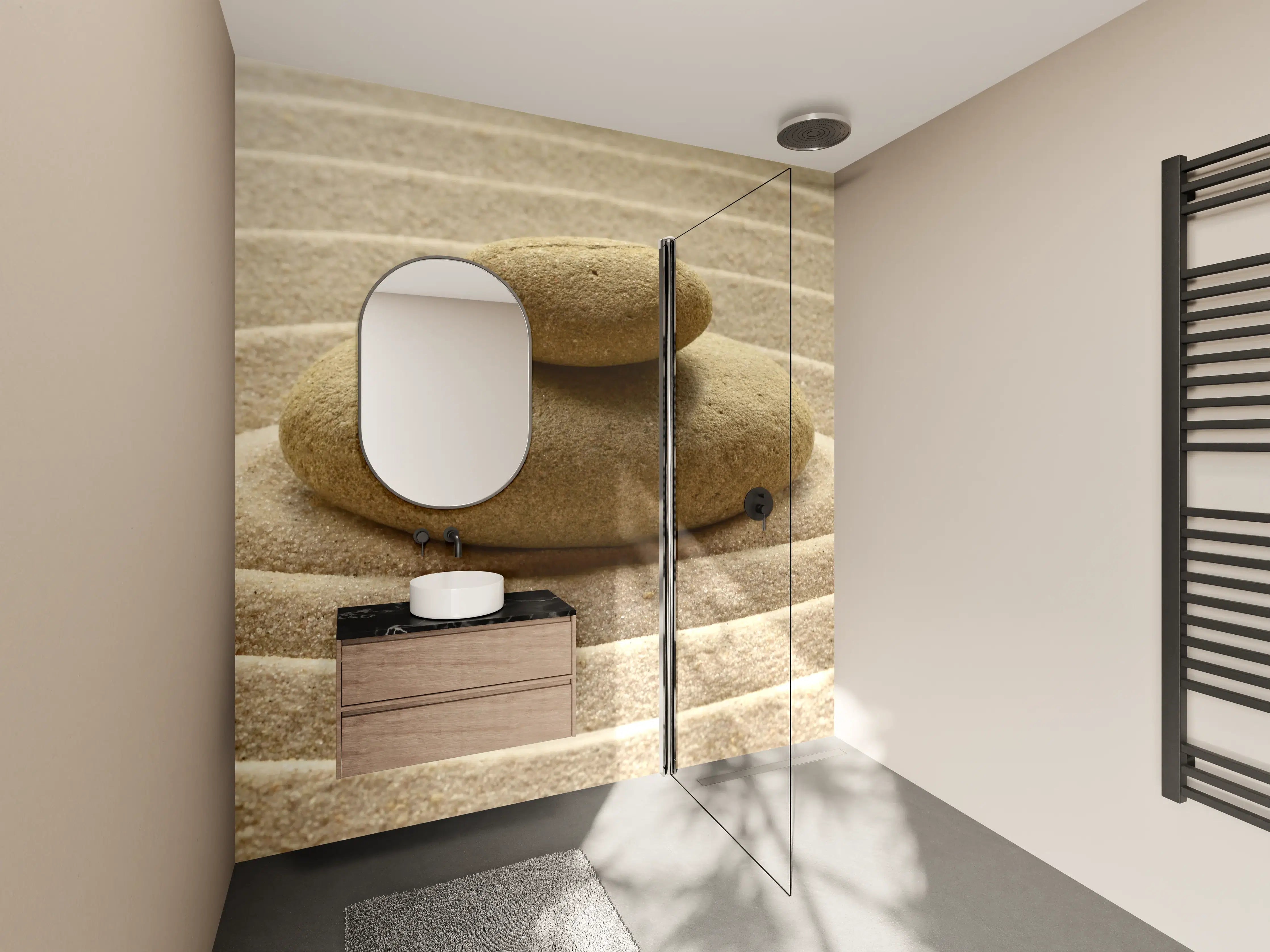 Wandverkleidung Bad - Sand im Zen-Garten