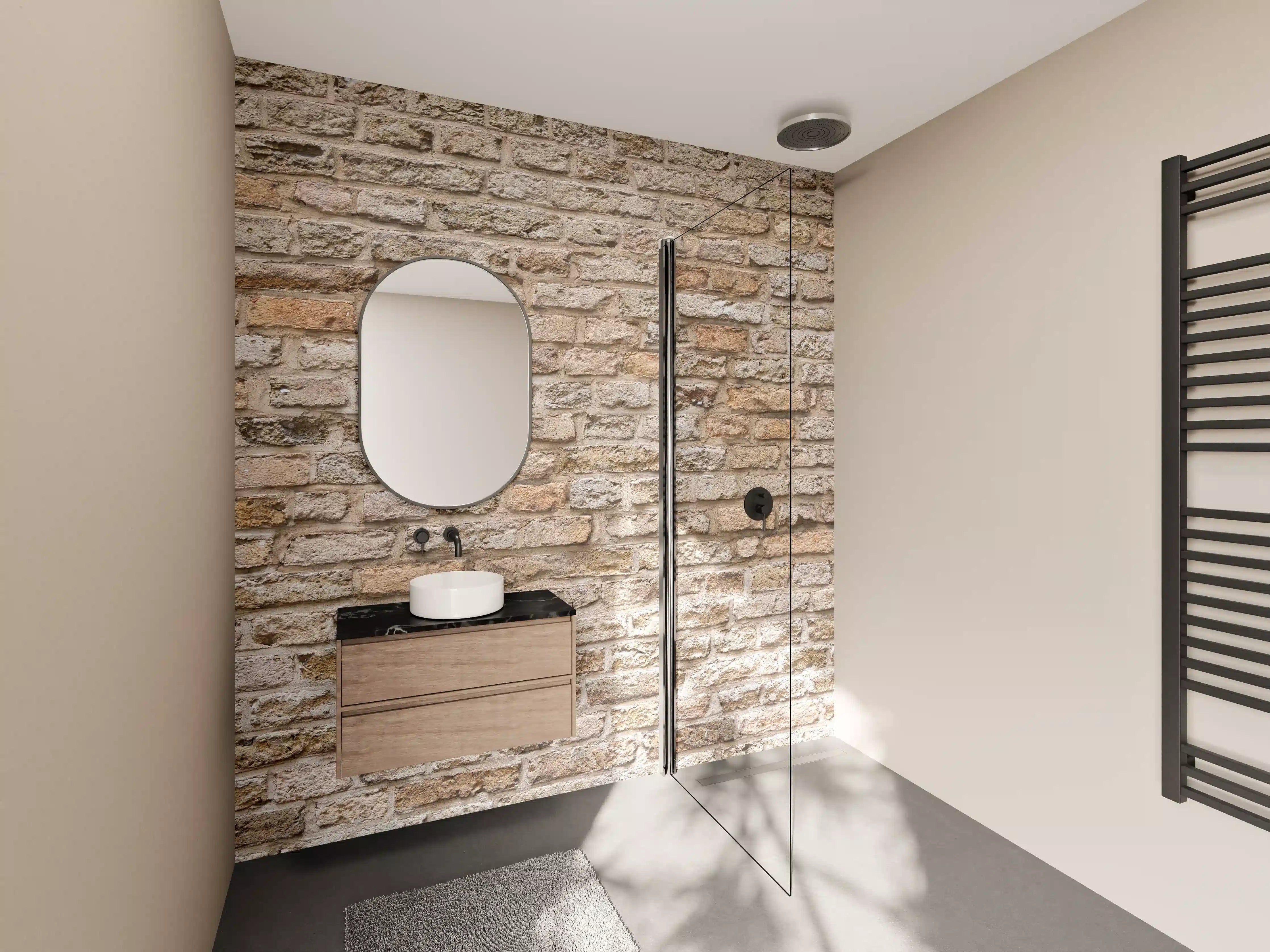 Wandverkleidung Bad - Sandstein-Mauer mit warmen Erdtönen