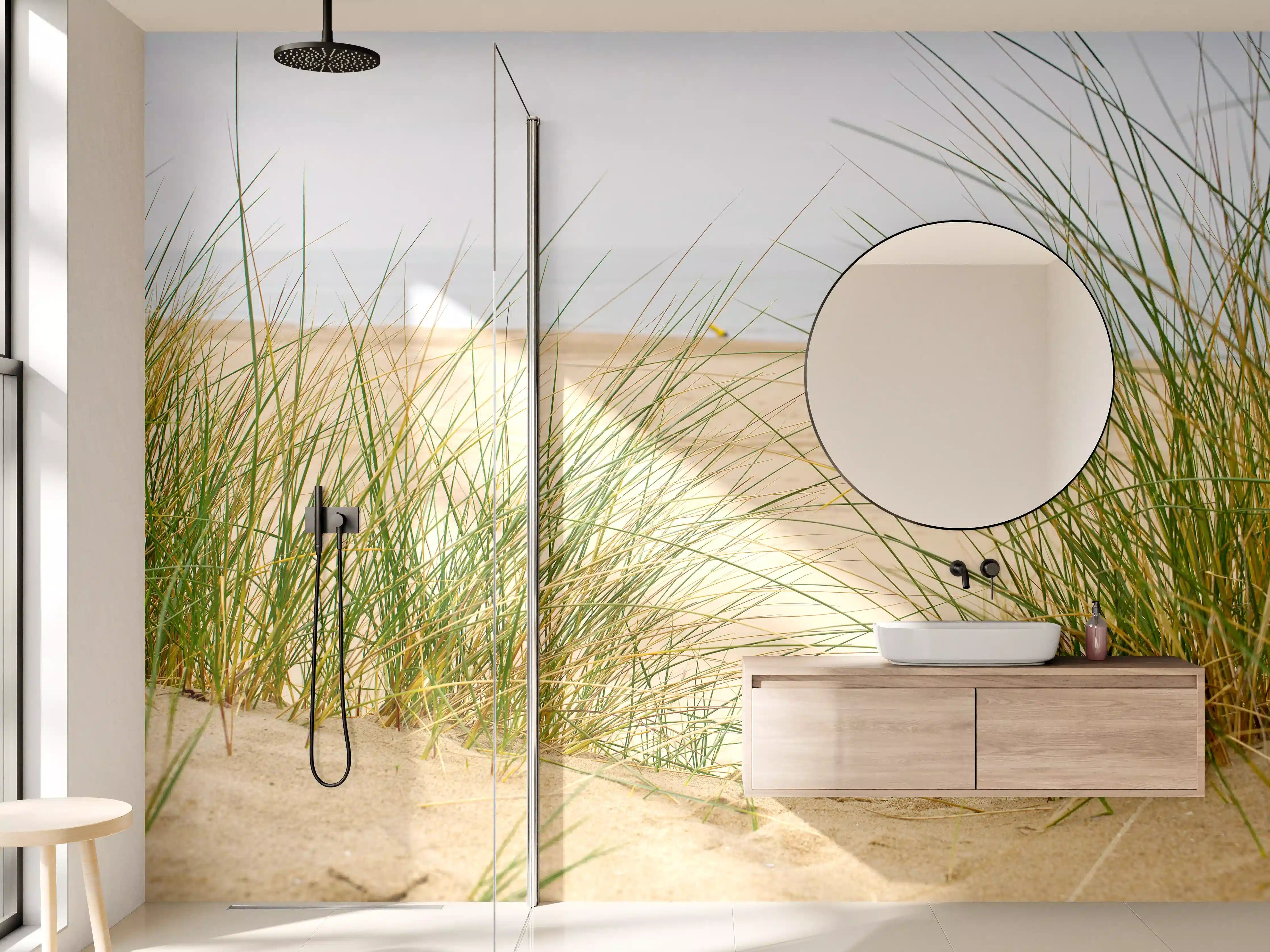 Wandverkleidung Bad - Sandstrand mit Gräsern