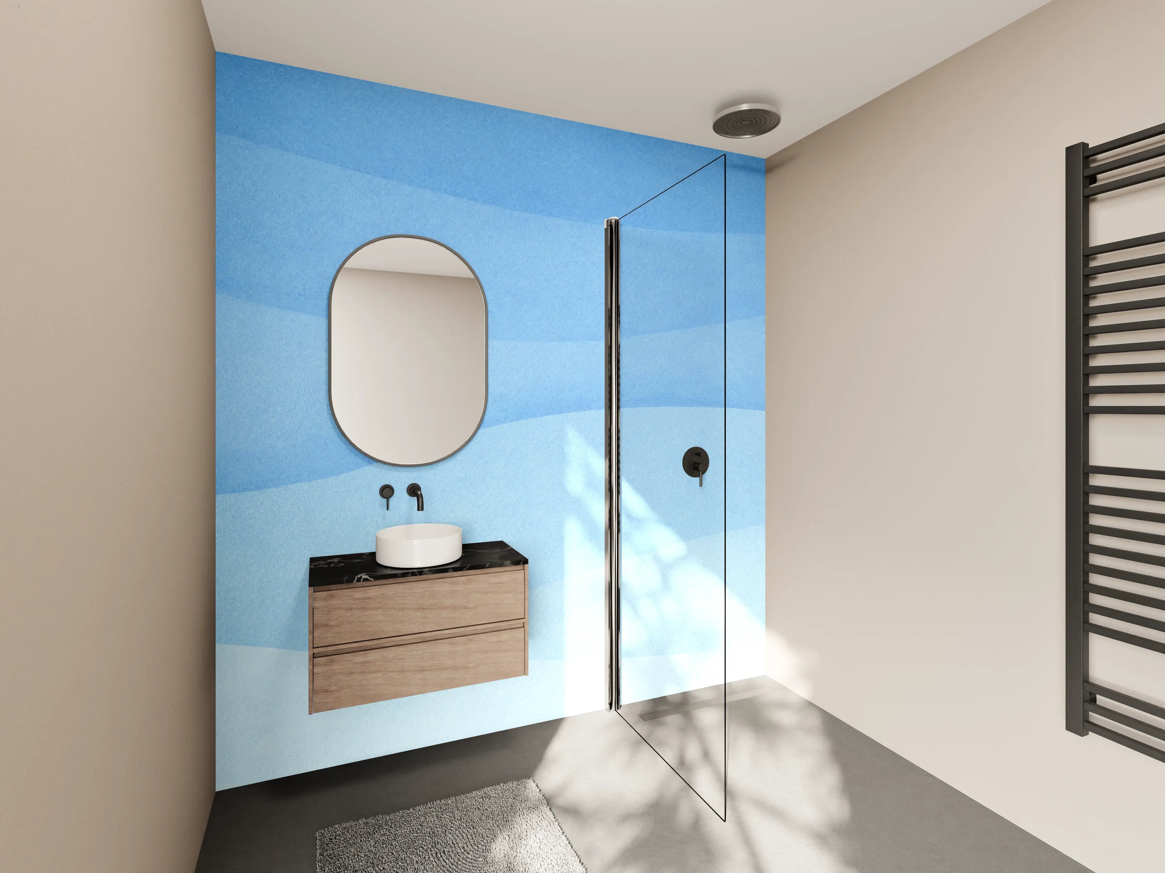 Wandverkleidung Bad - Sanfte Blau-Gradienten-Wellen