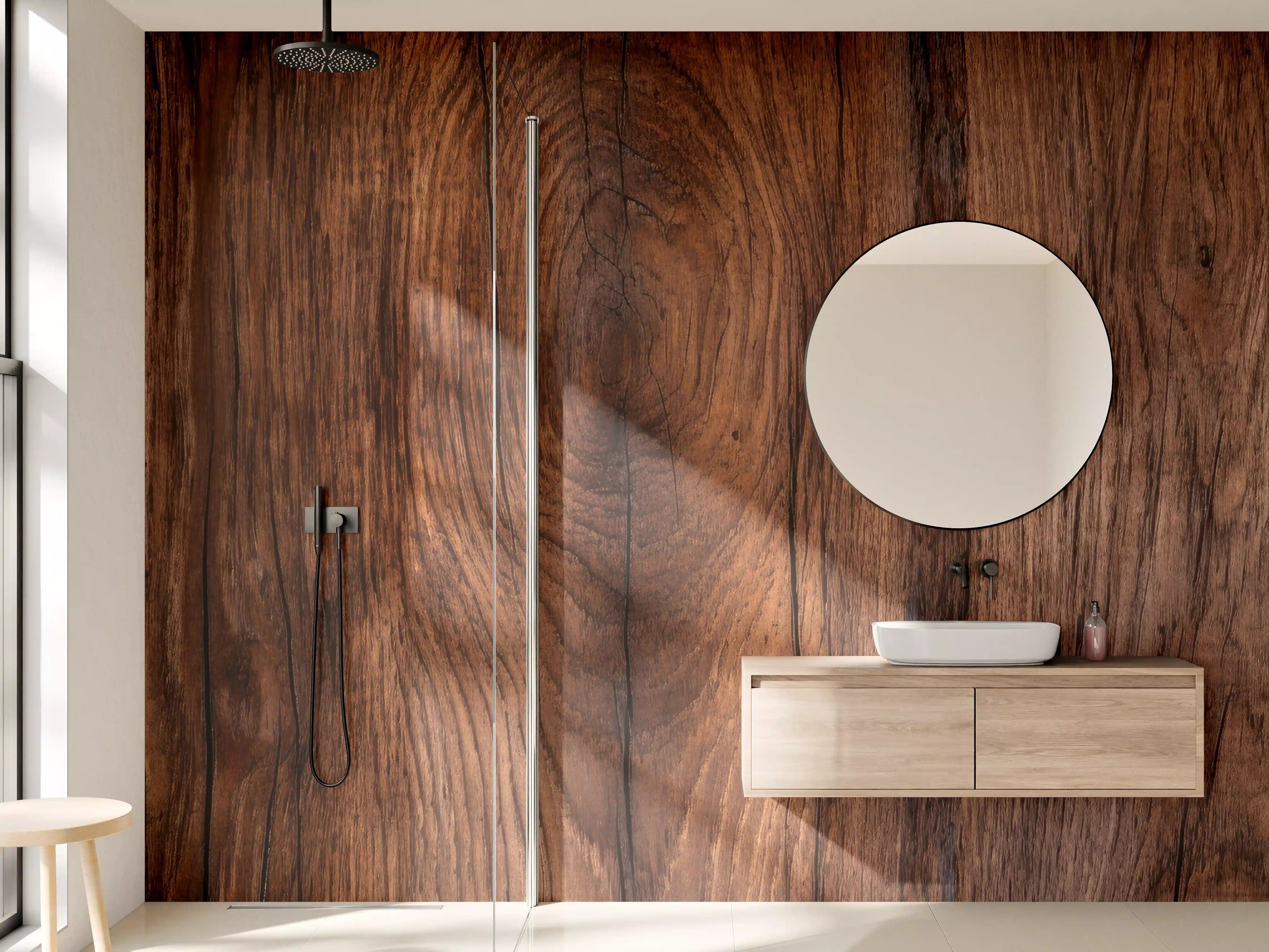 Wandverkleidung Bad - Sanfte Grautöne in Holzstruktur