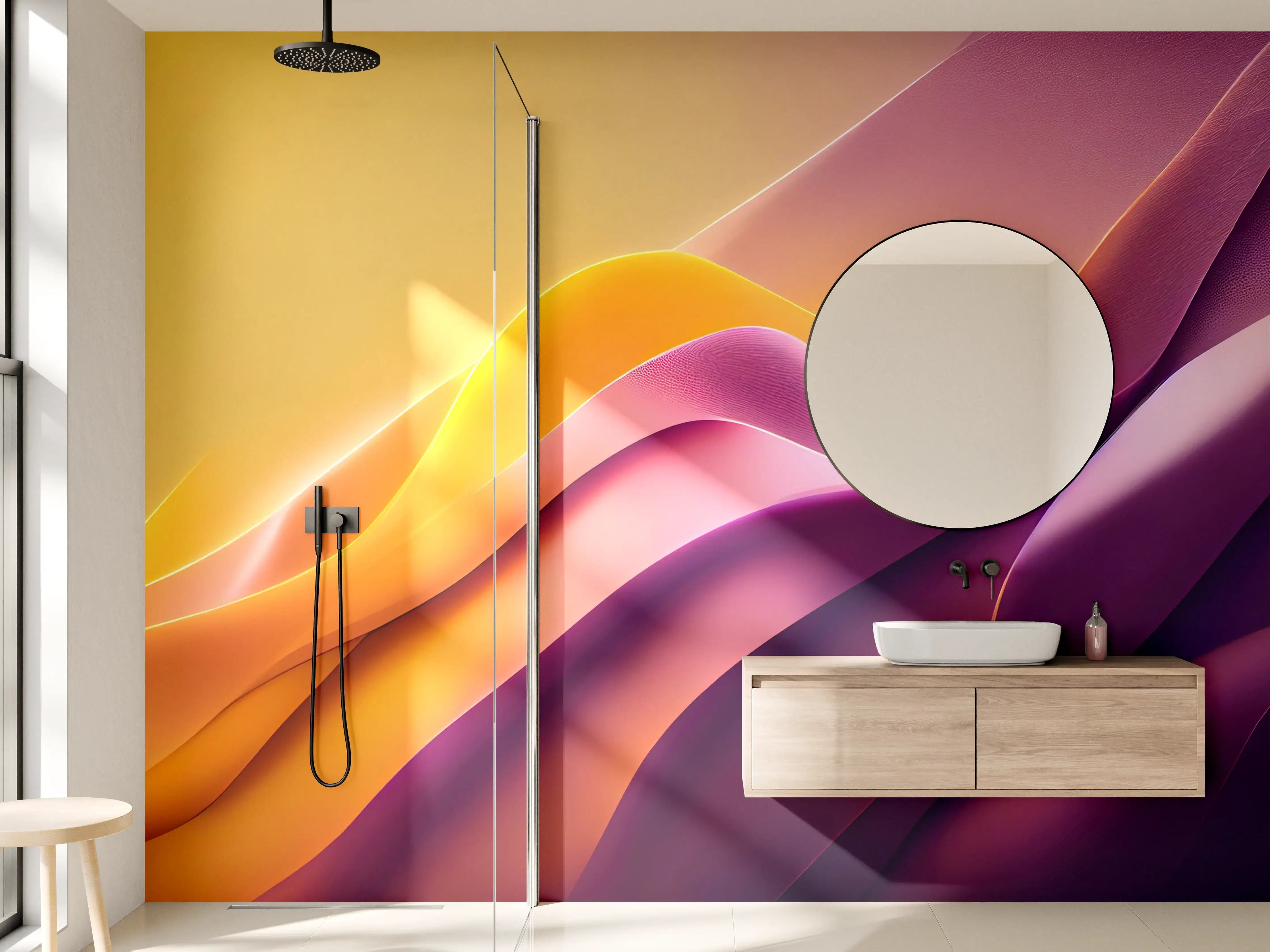 Wandverkleidung Bad - Sanfte Grautöne in Pastellwellen