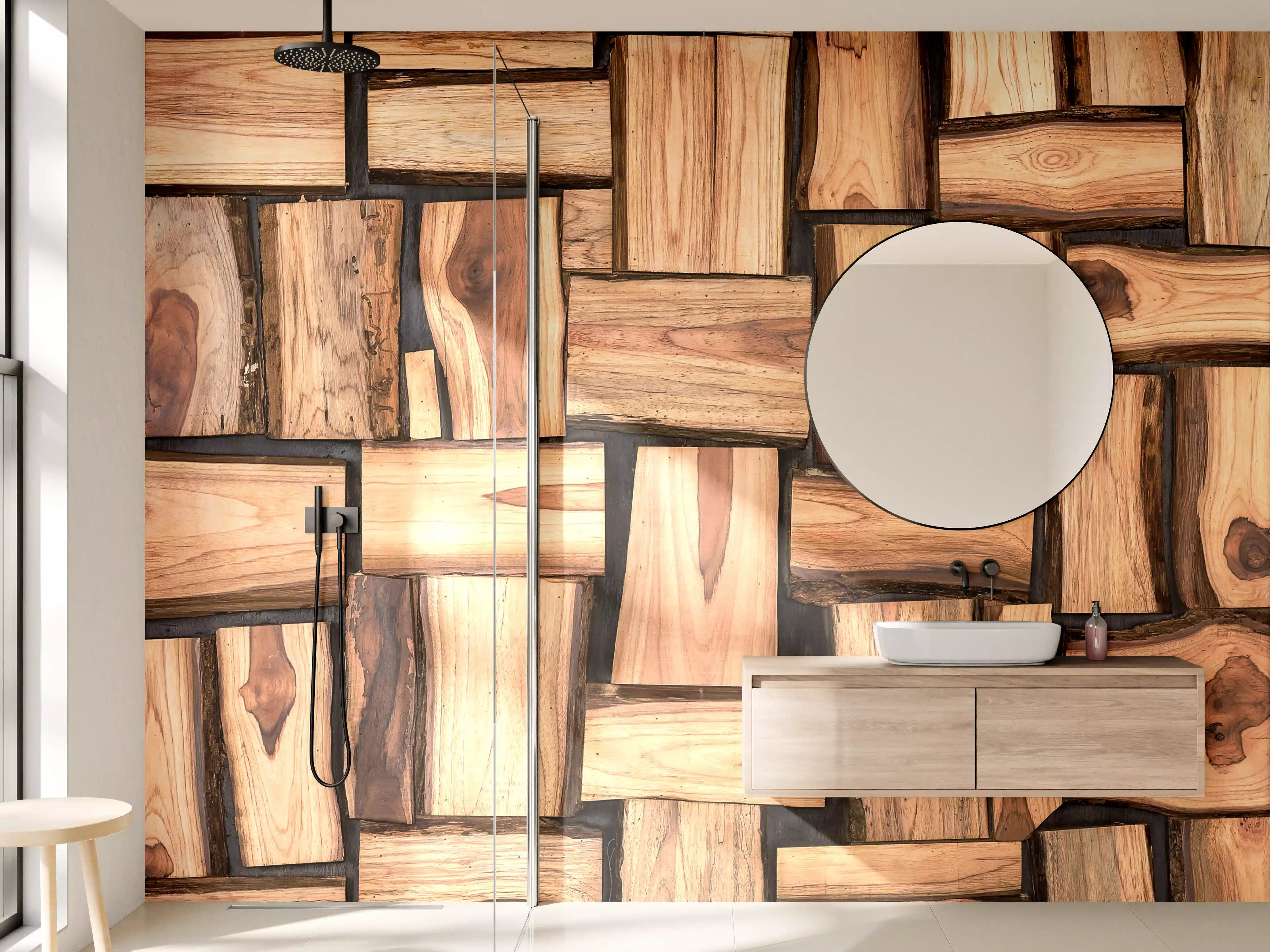 Wandverkleidung Bad - Sanfte Holzmaserung in Grautönen