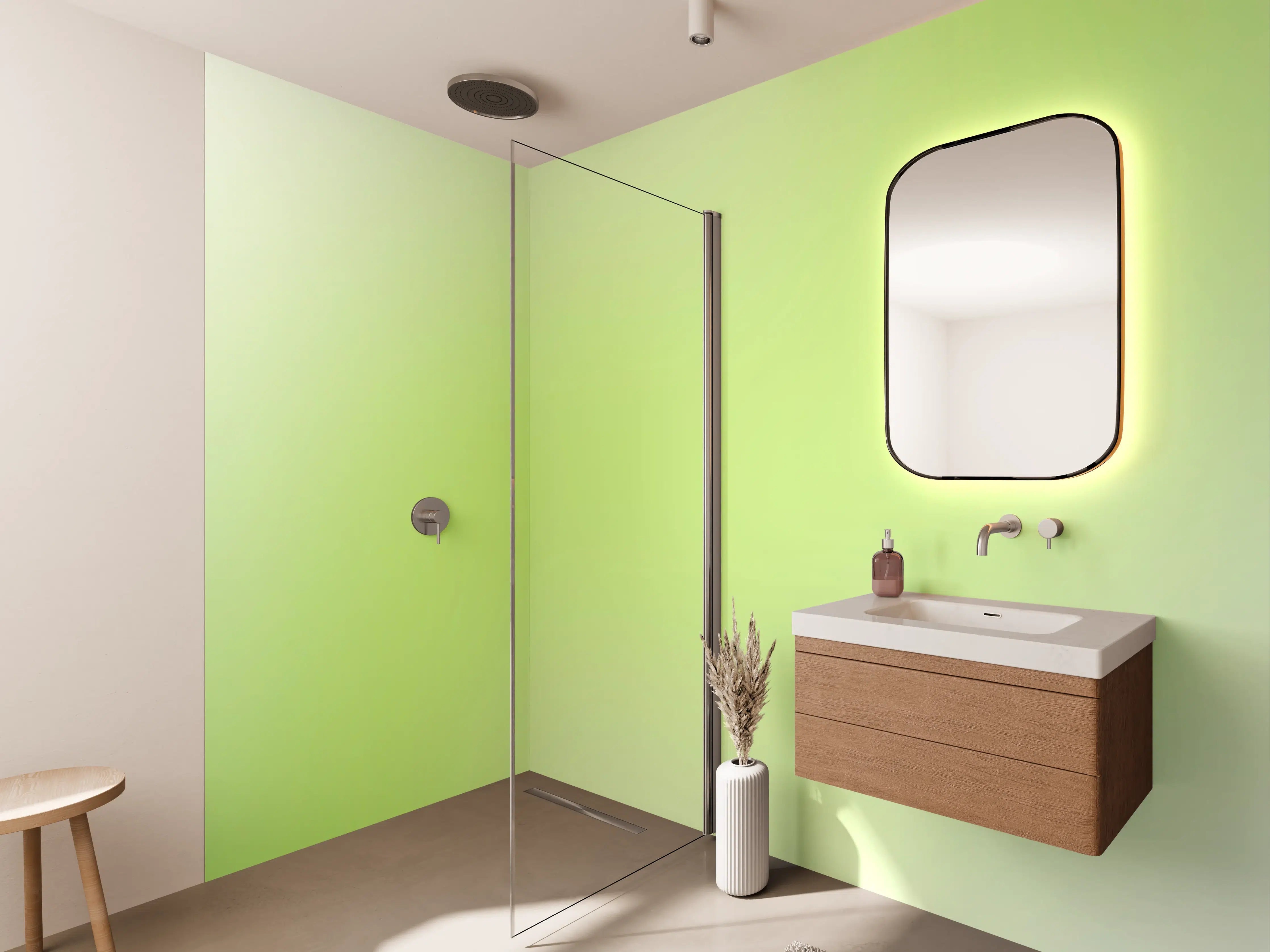 Wandverkleidung Bad - Sanfte Limettengrün-Gradient-Farbpalette