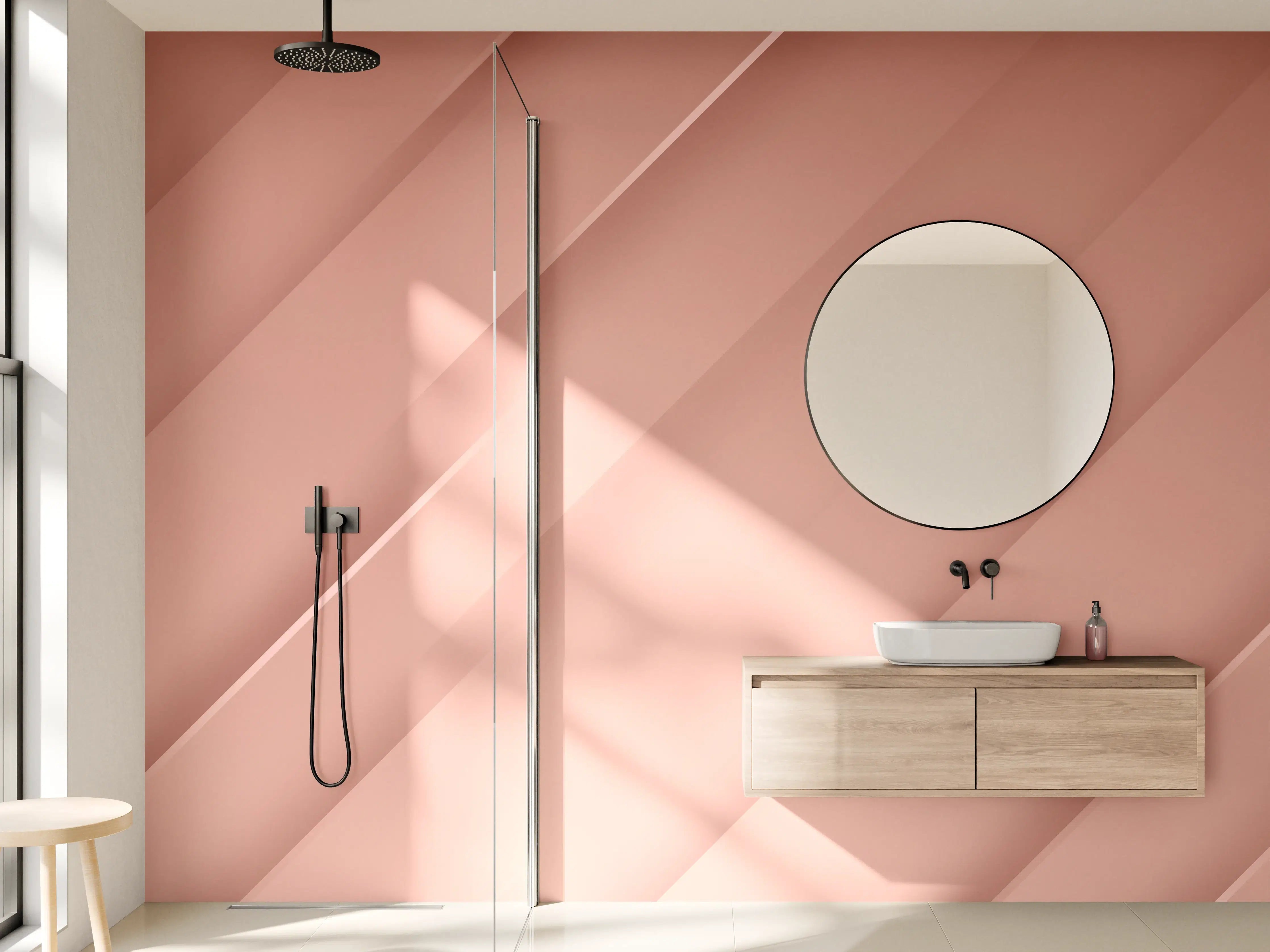 Wandverkleidung Bad - Sanfte Rosé-Textur mit eleganten Linien
