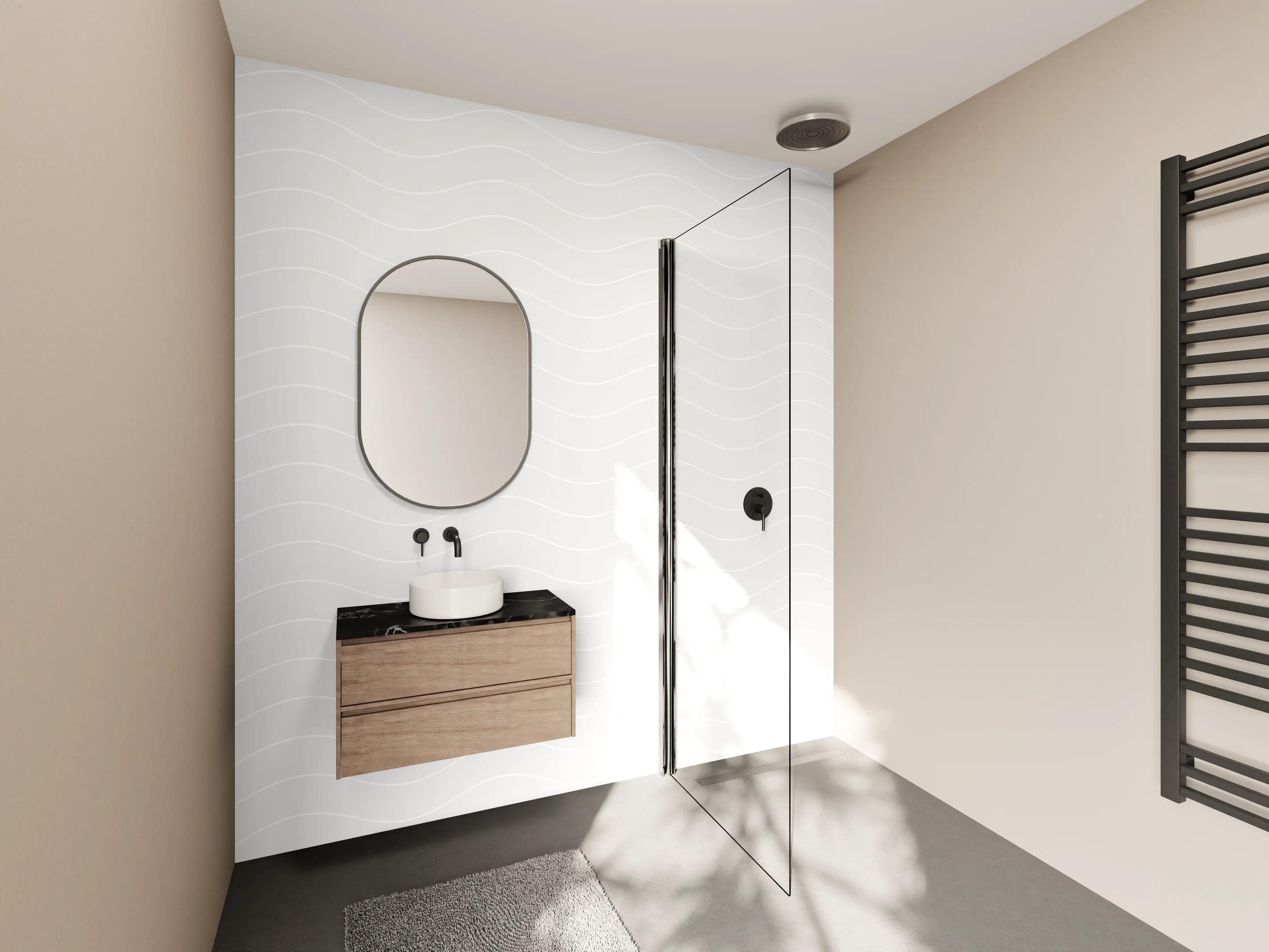 Wandverkleidung Bad - Sanfte Wasserfarben mit Blautönen