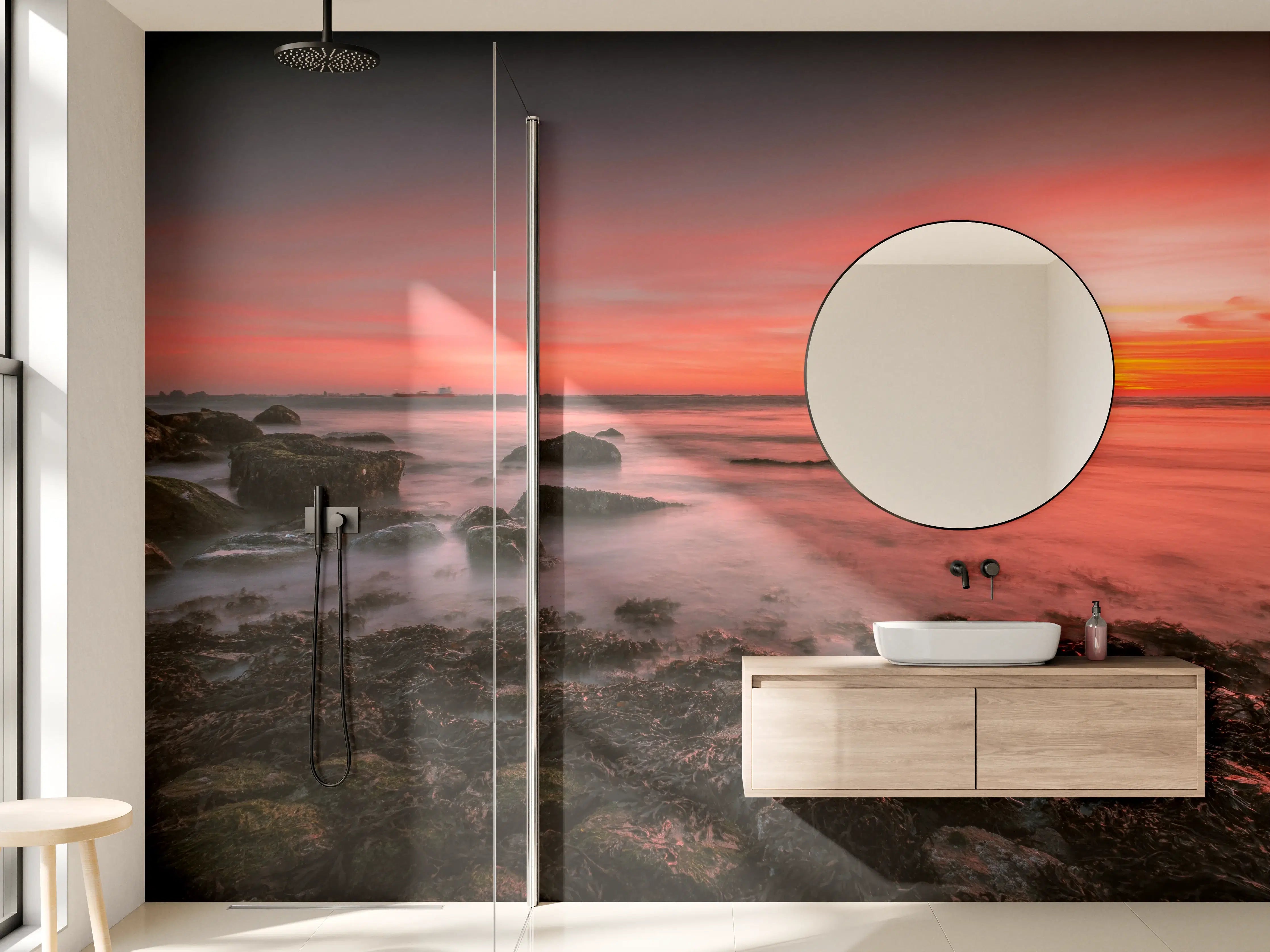 Wandverkleidung Bad - Sanfter Grauschimmer am Meer