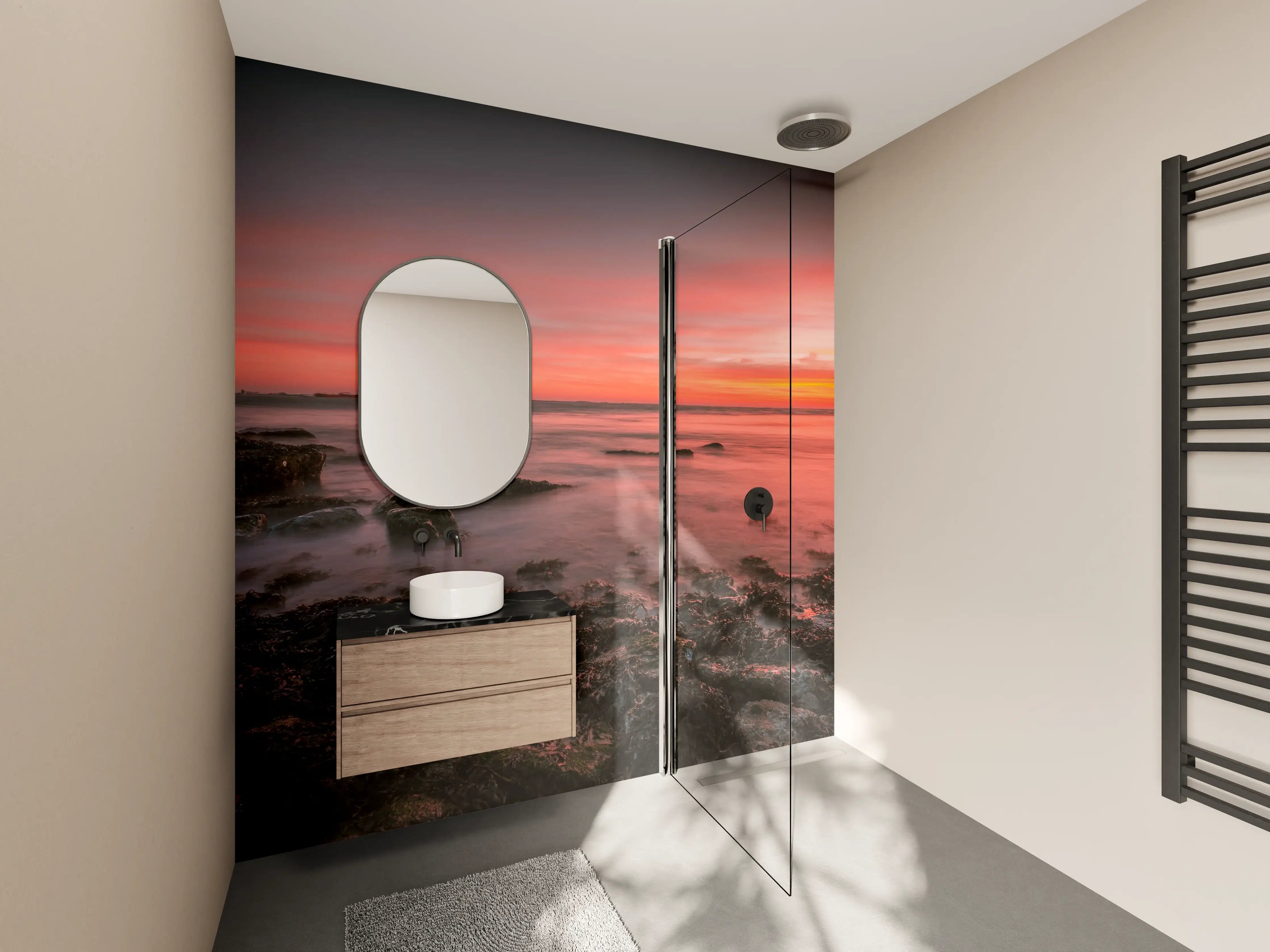 Wandverkleidung Bad - Sanfter Grauschimmer am Meer