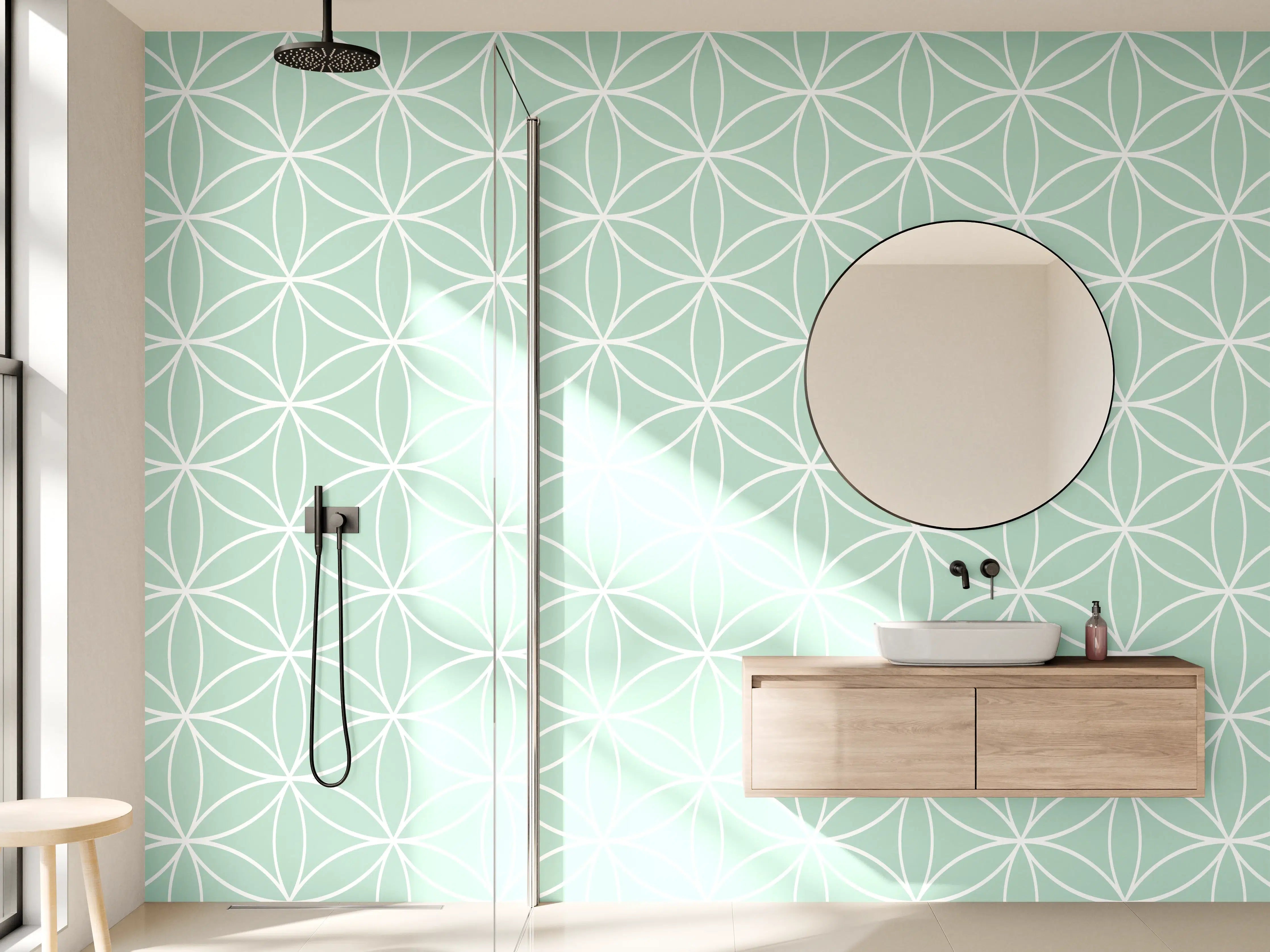 Wandverkleidung Bad - Sanftes Grau-Pastell-Muster