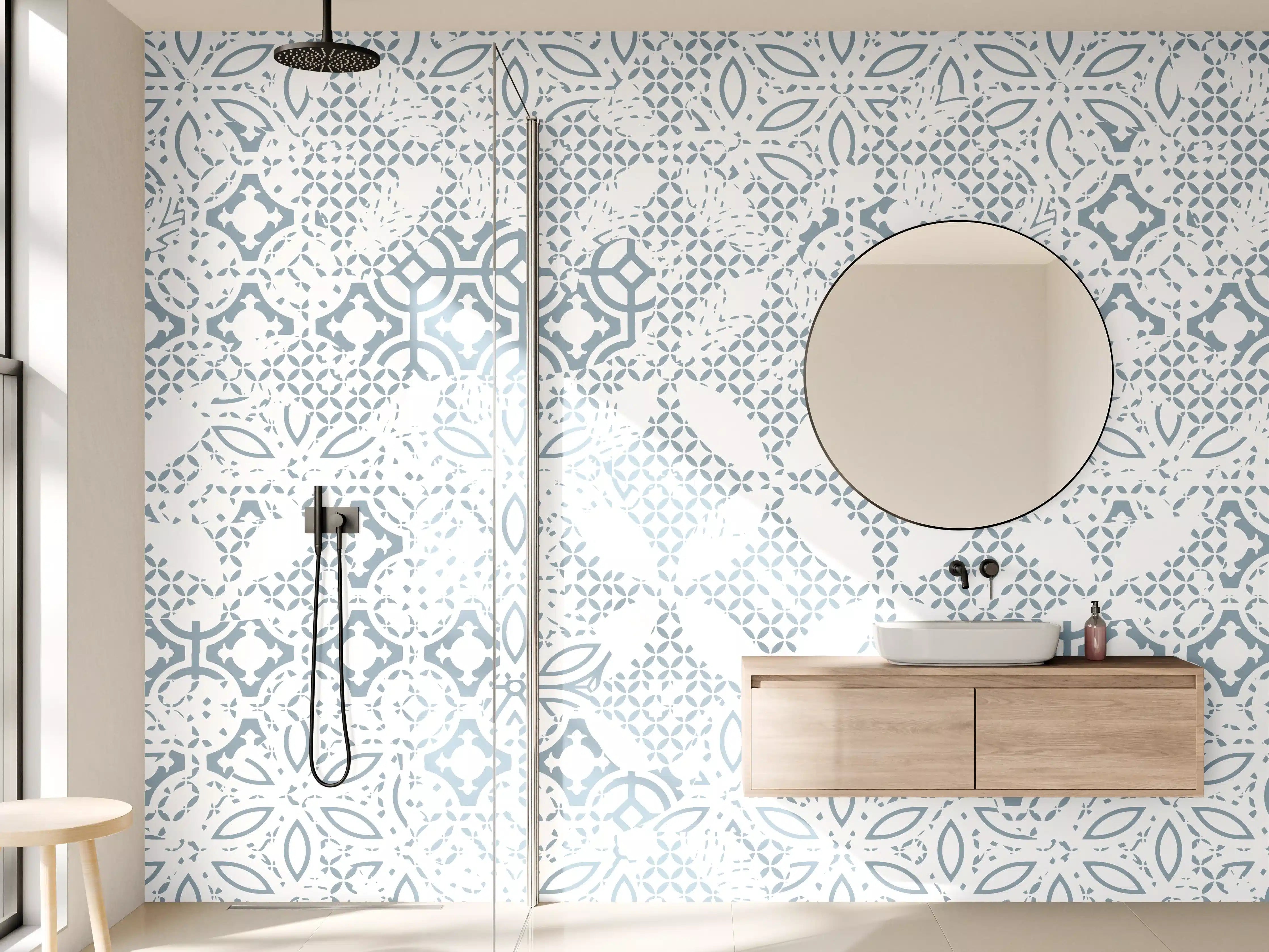 Wandverkleidung Bad - Schimmernder Grau-Weiß Marmor