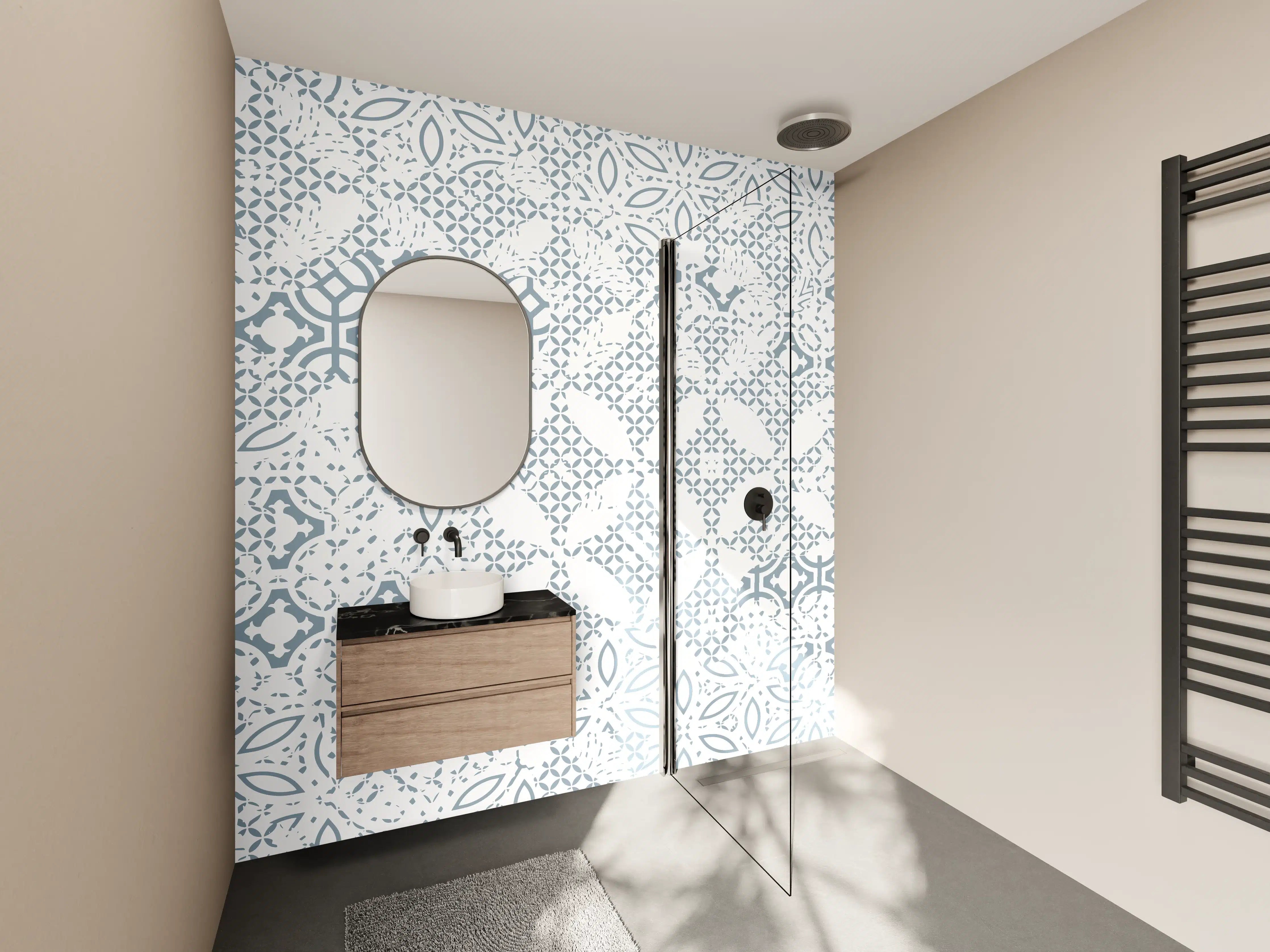 Wandverkleidung Bad - Schimmernder Grau-Weiß Marmor