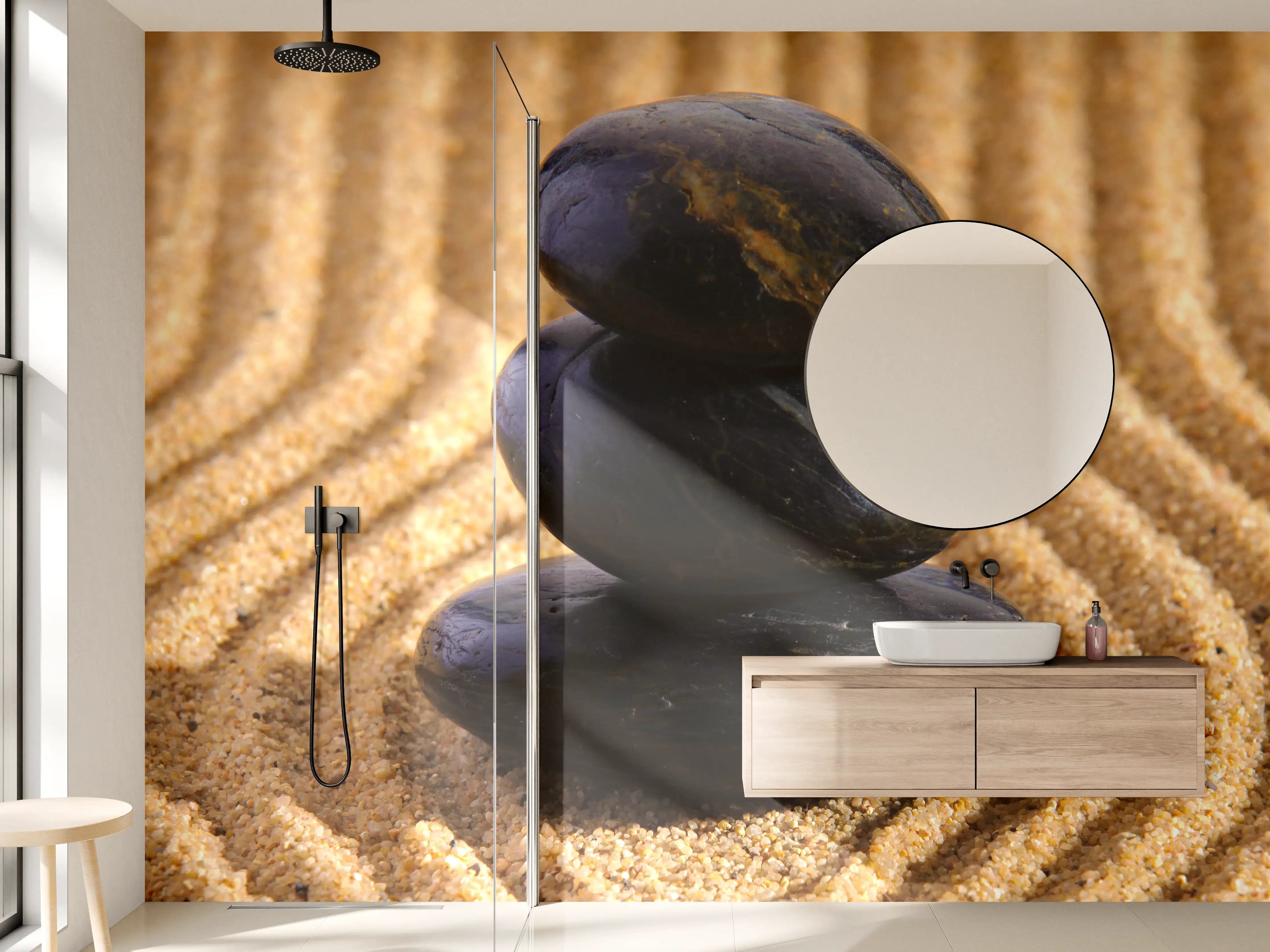 Wandverkleidung Bad - Schlichte Steine auf Sandmuster