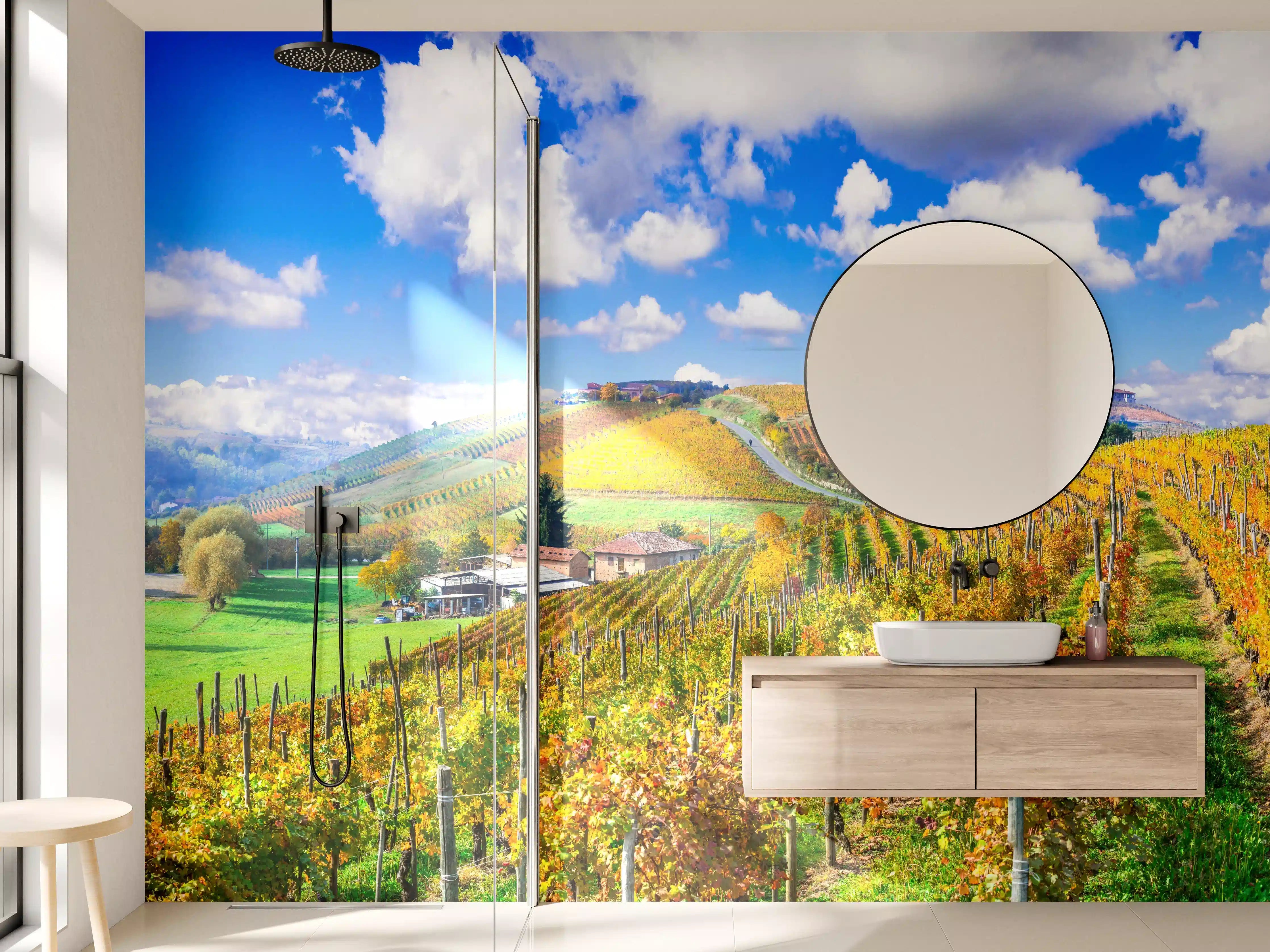 Wandverkleidung Bad - Schöne Herbstlandschaft mit Weinbergen - Toskana