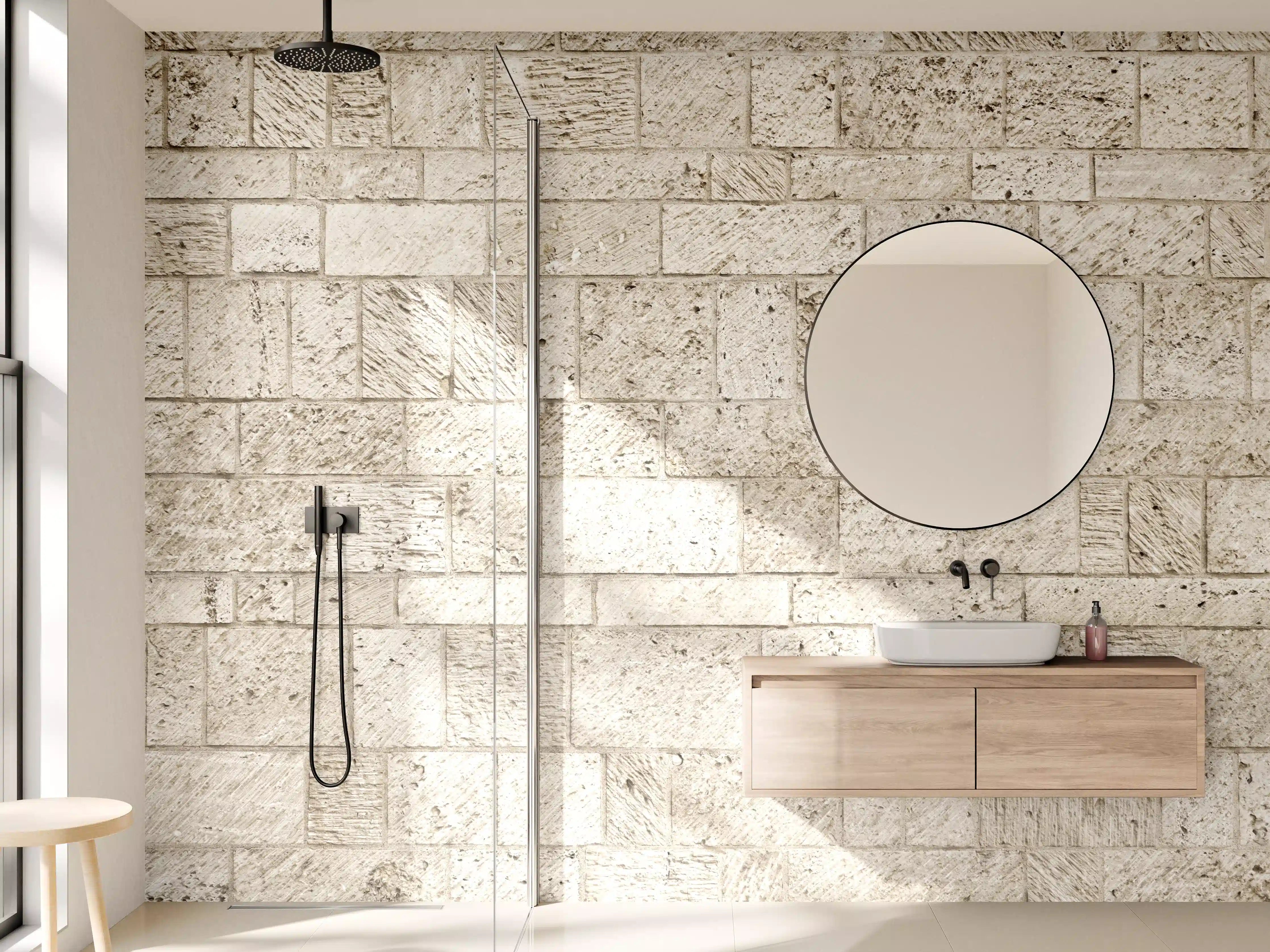 Wandverkleidung Bad - Schöne Steinfassade im Panoramaformat