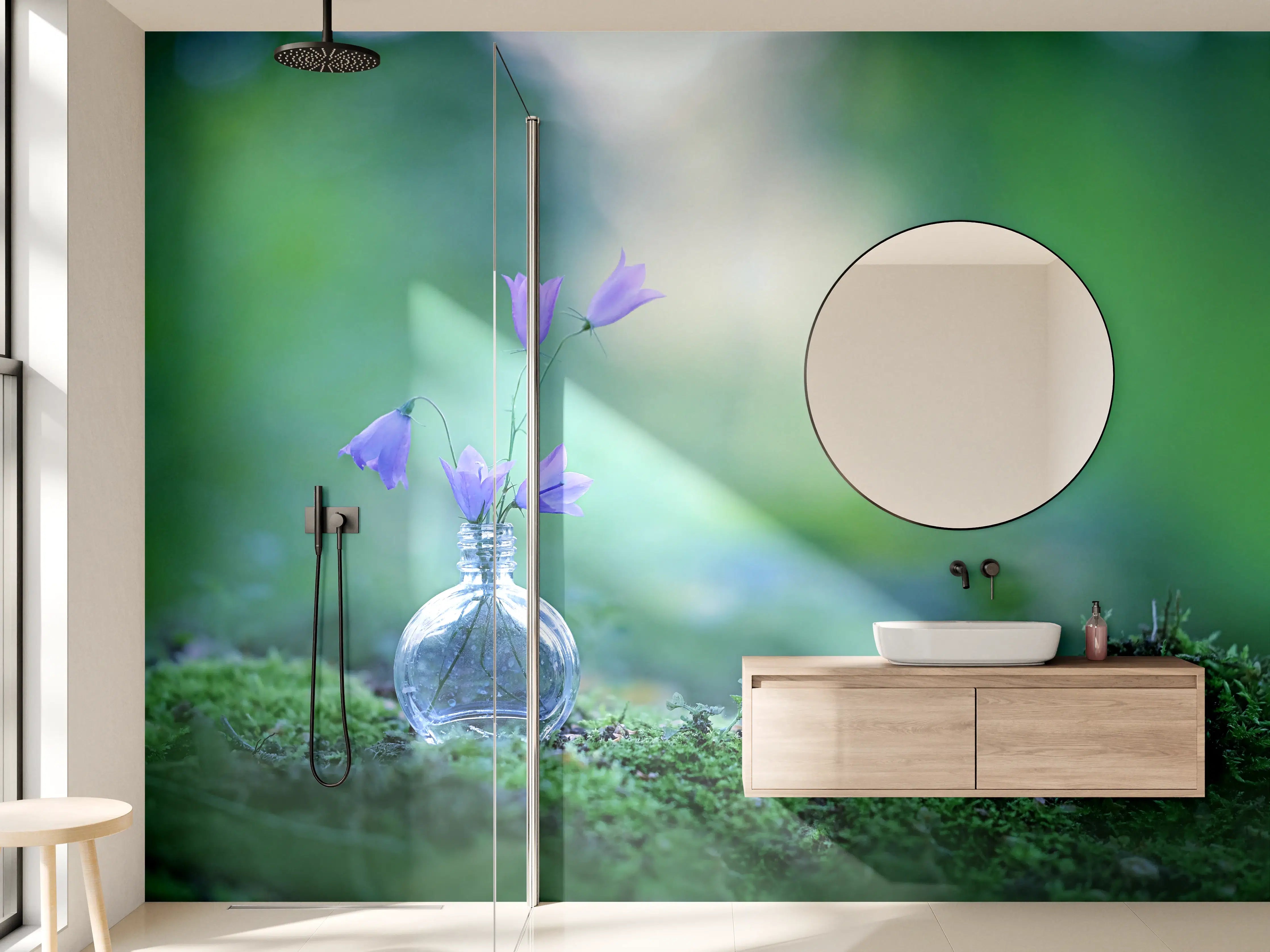 Wandverkleidung Bad - Schöne campanula Blumen