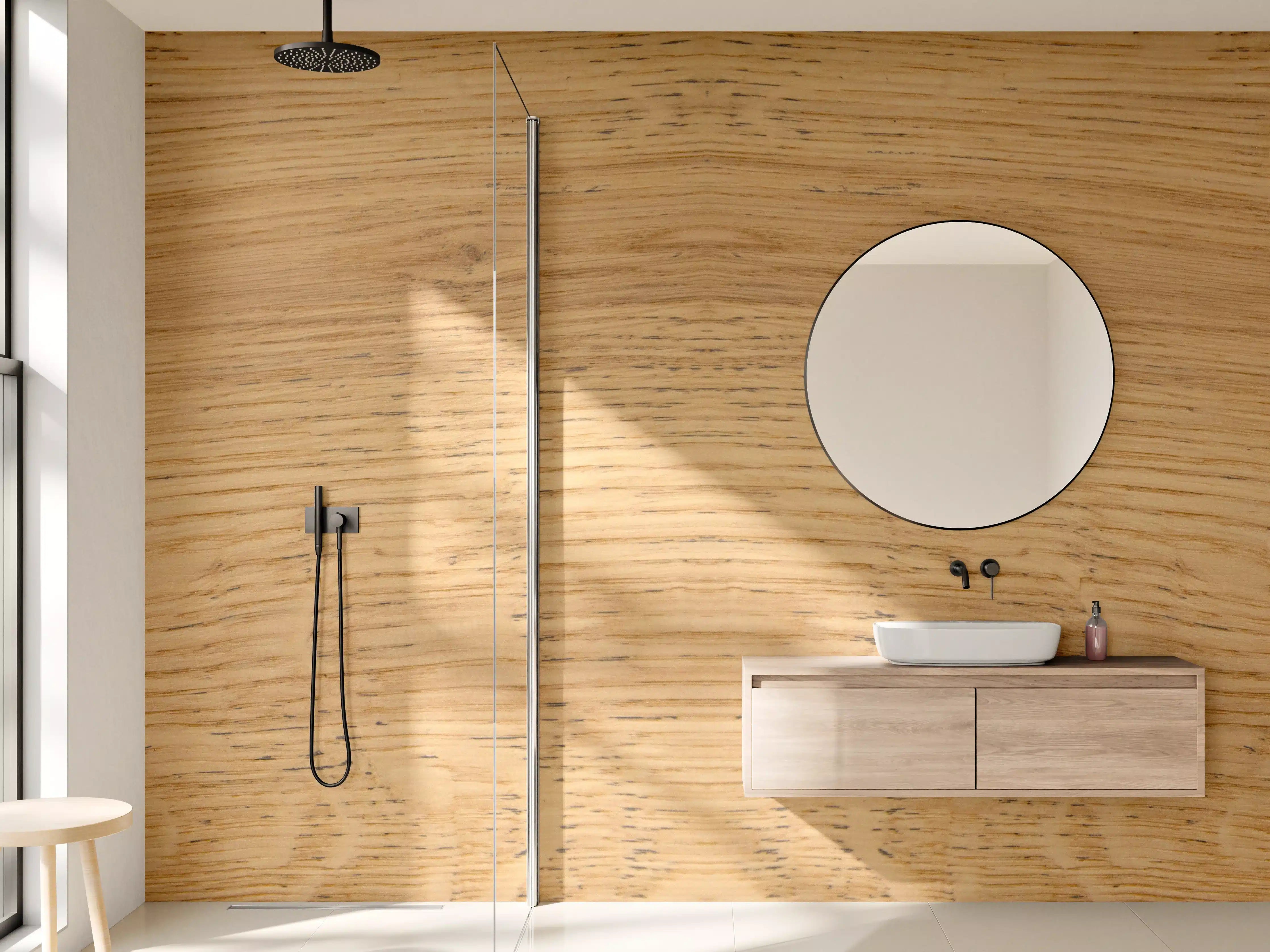 Wandverkleidung Bad - Schöne helle Holzplatte