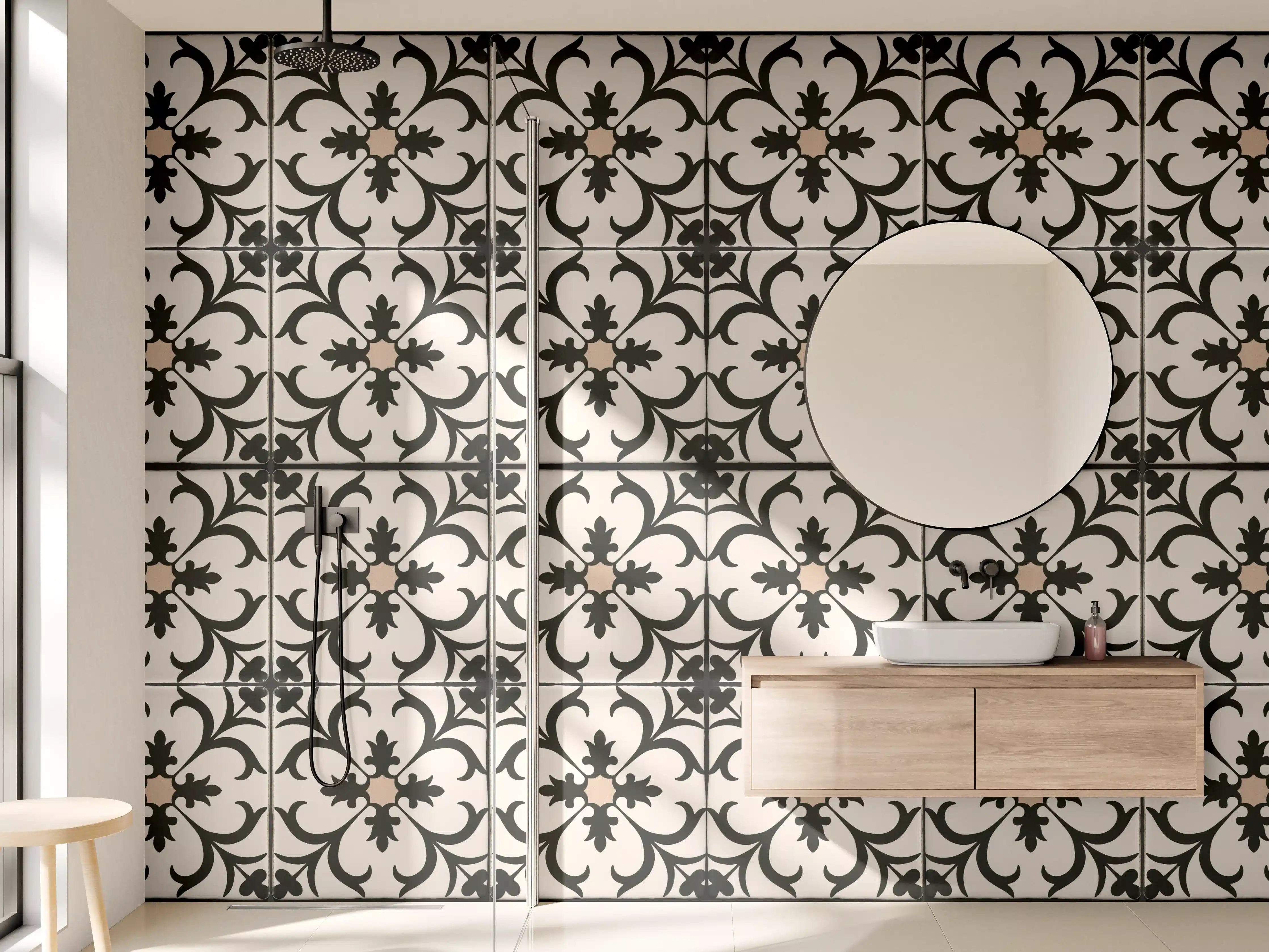 Wandverkleidung Bad - Schwarz Braun Vintage Mosaik