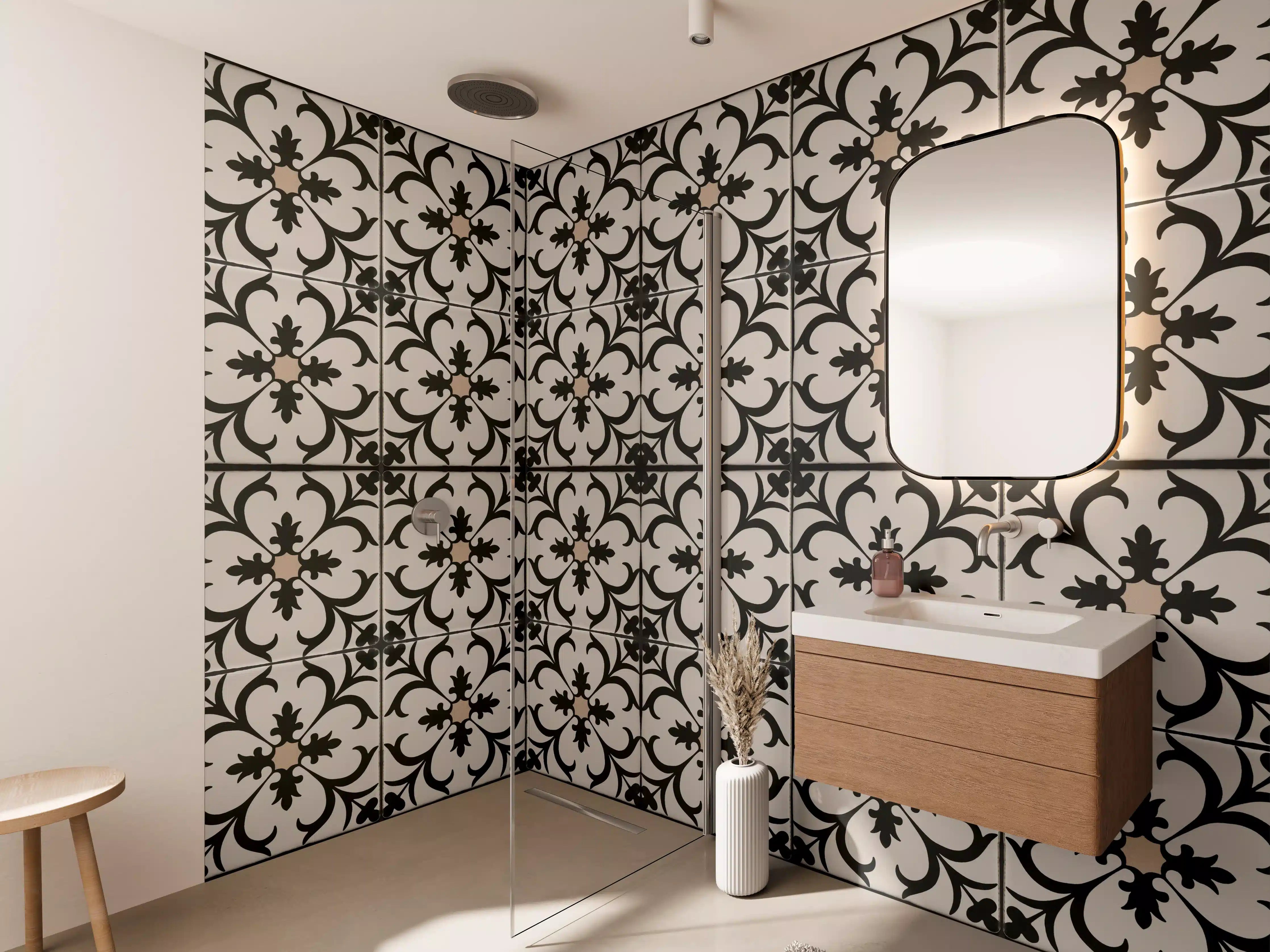 Wandverkleidung Bad - Schwarz Braun Vintage Mosaik