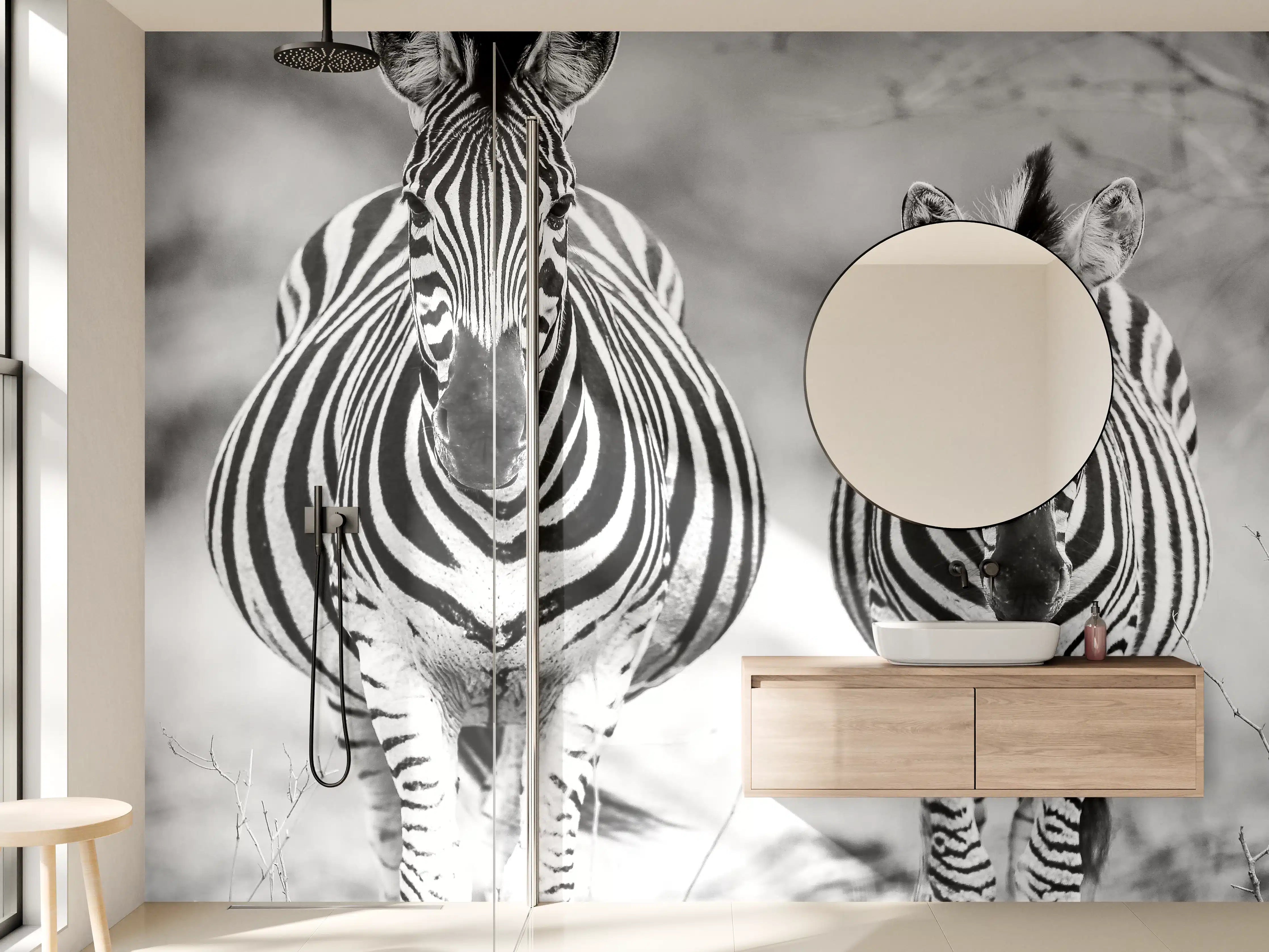 Wandverkleidung Bad - Schwarz-Weiß Zebrapaar
