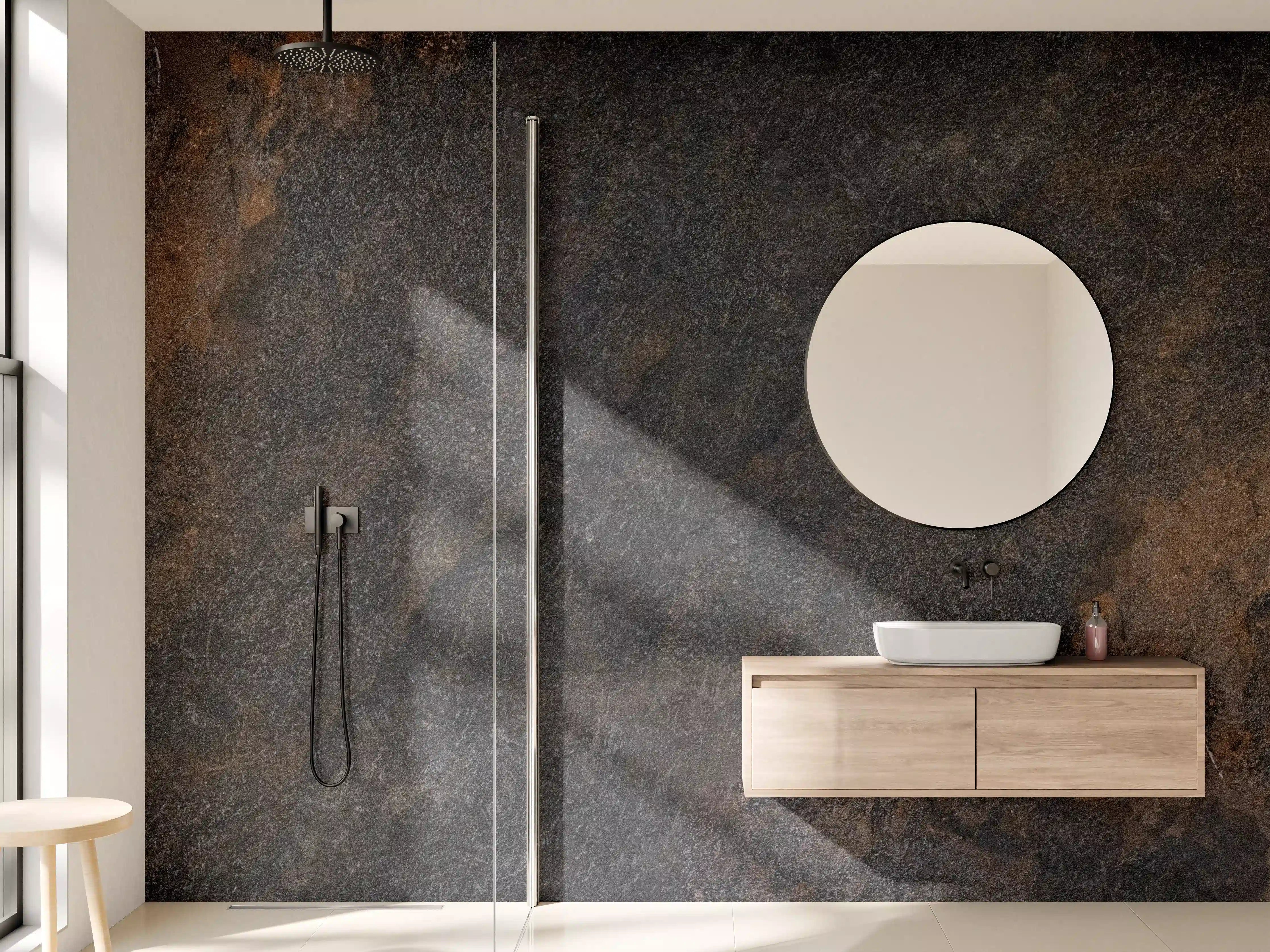 Wandverkleidung Bad - Schwarz braun rostigen Stein Fliesen