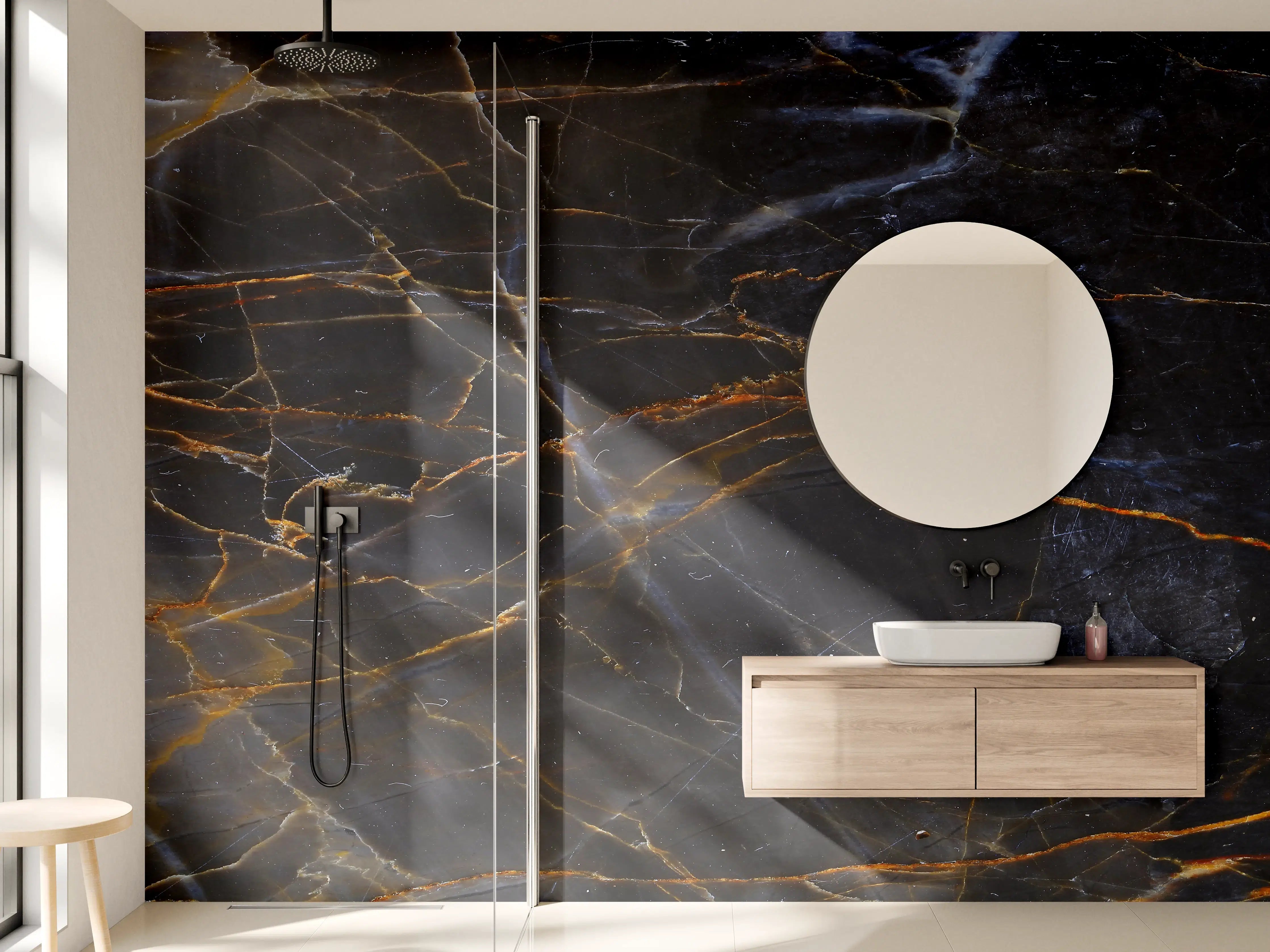 Wandverkleidung Bad - Schwarz und braune Marmor Textur aus Russland