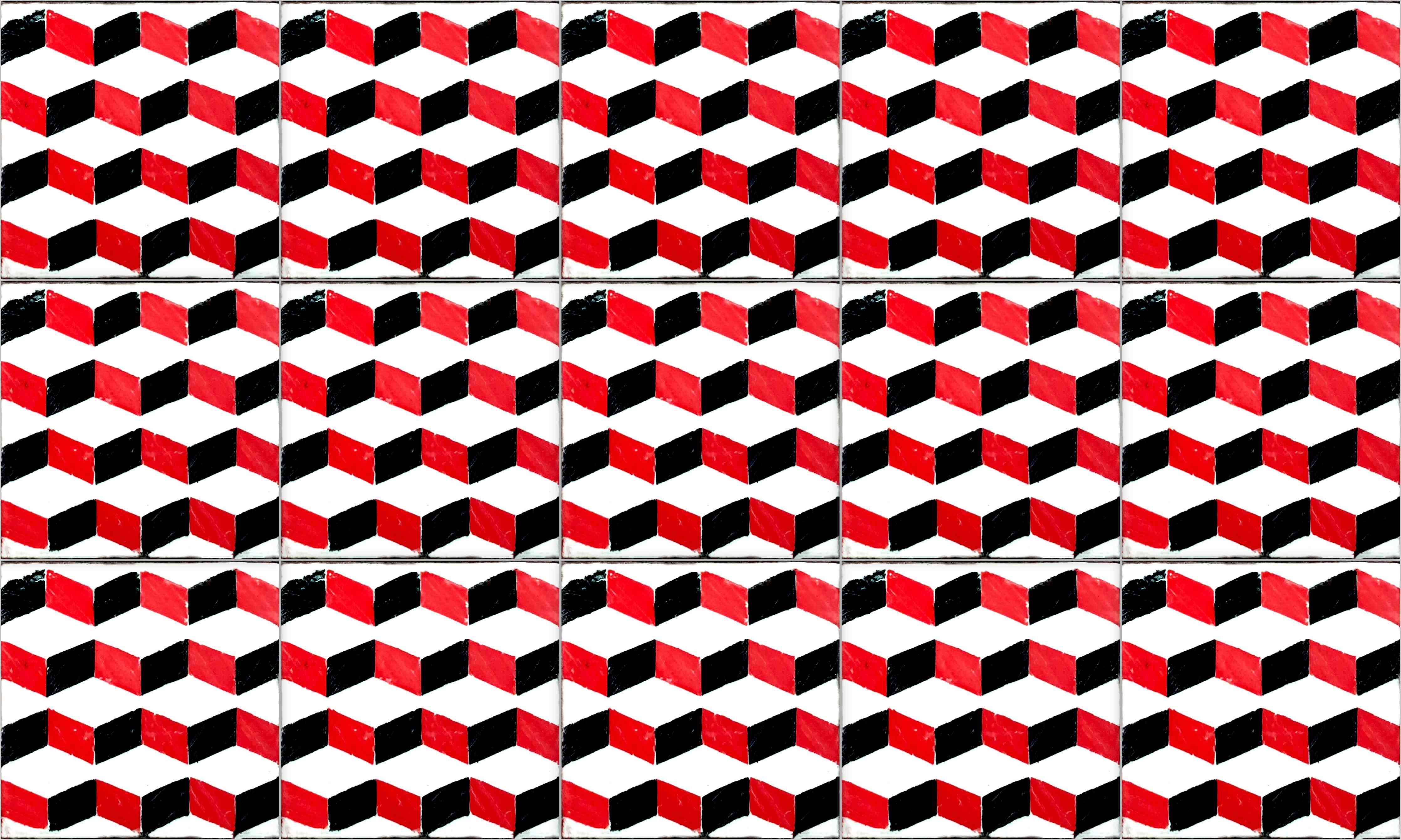 Wandverkleidung Bad-Schwarze, rote und weiße geometrische Tapete