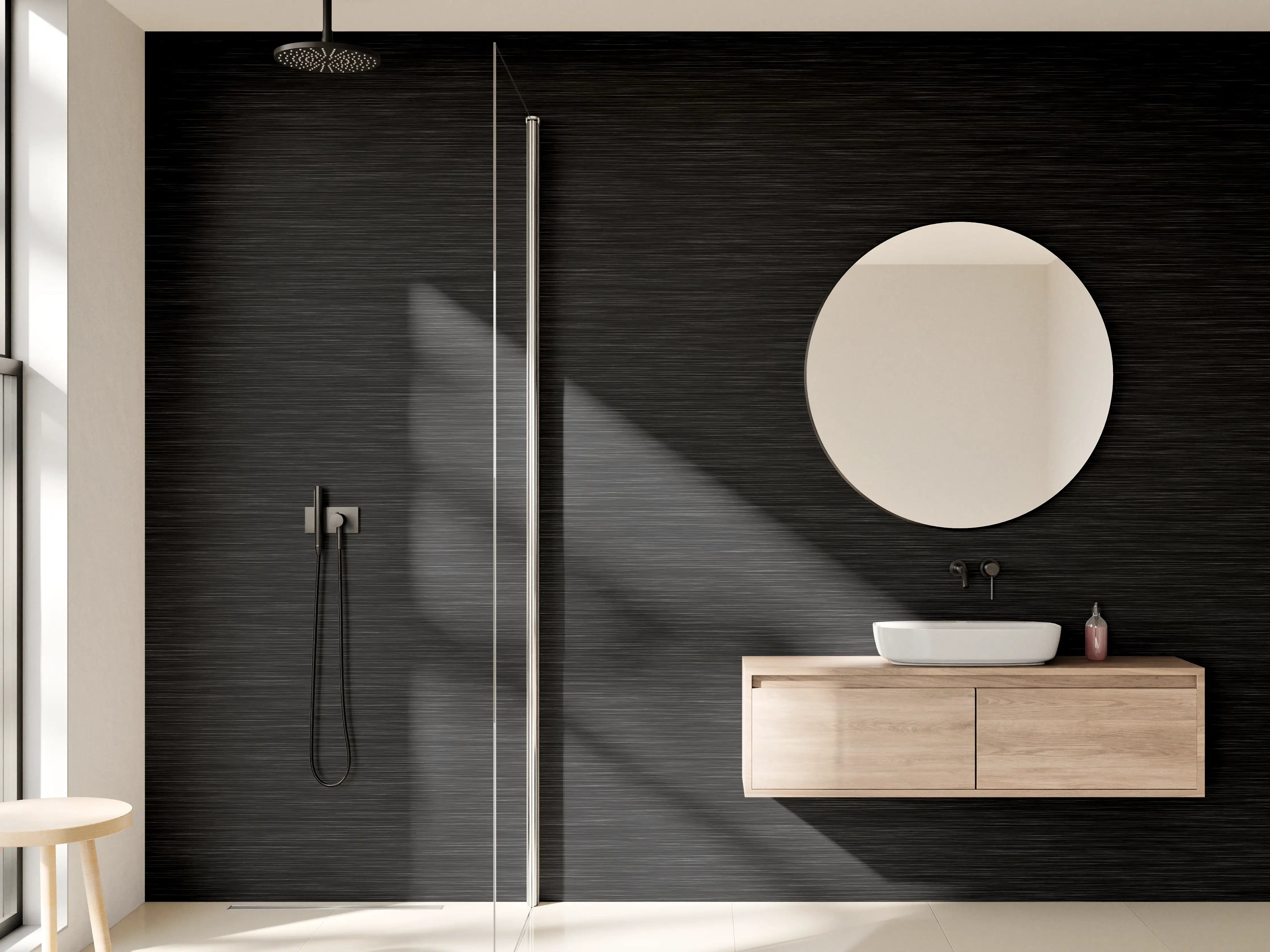 Wandverkleidung Bad - Schwarzer Edelstahl