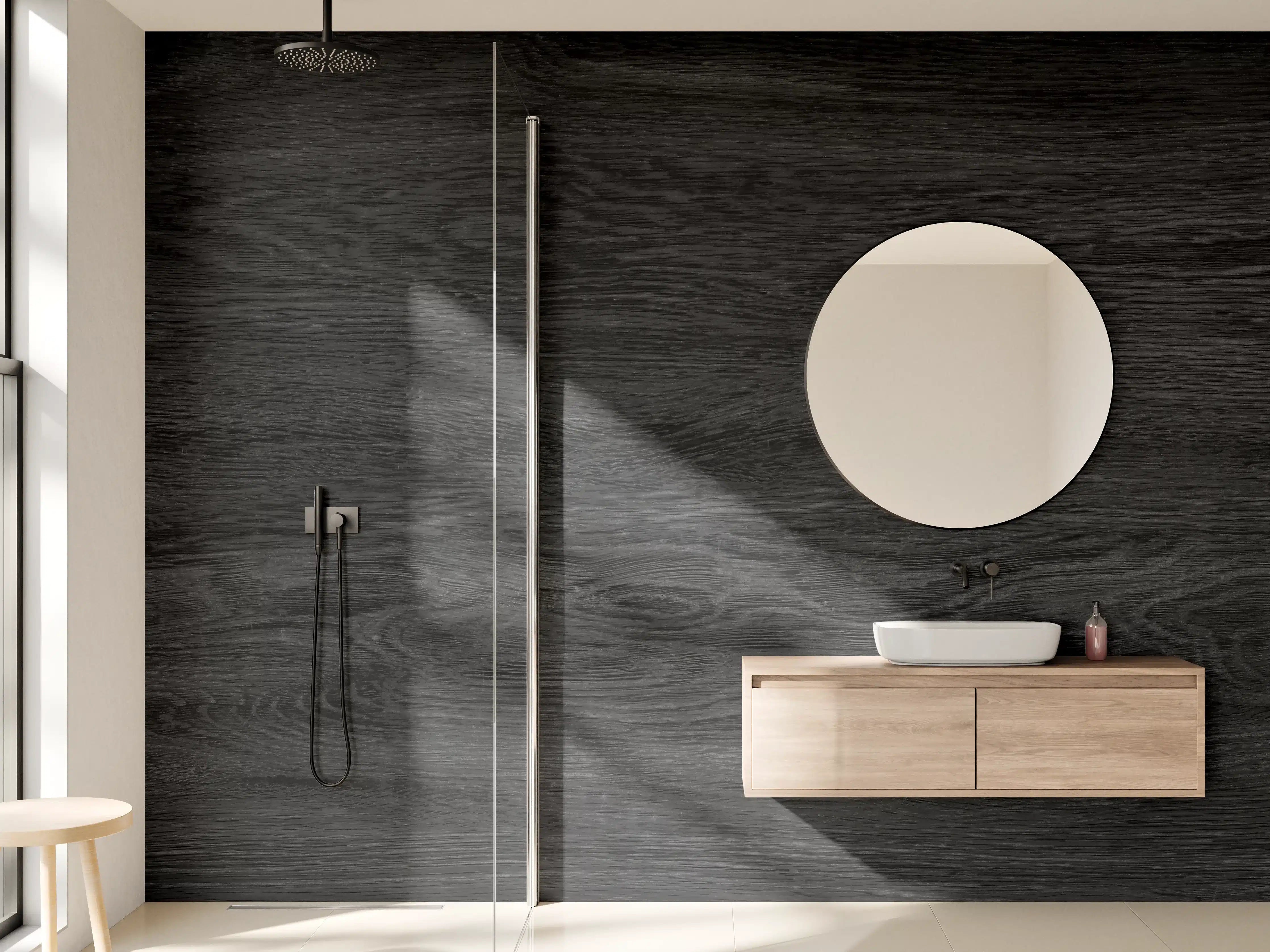 Wandverkleidung Bad - Schwarzes Holz Hintergrund