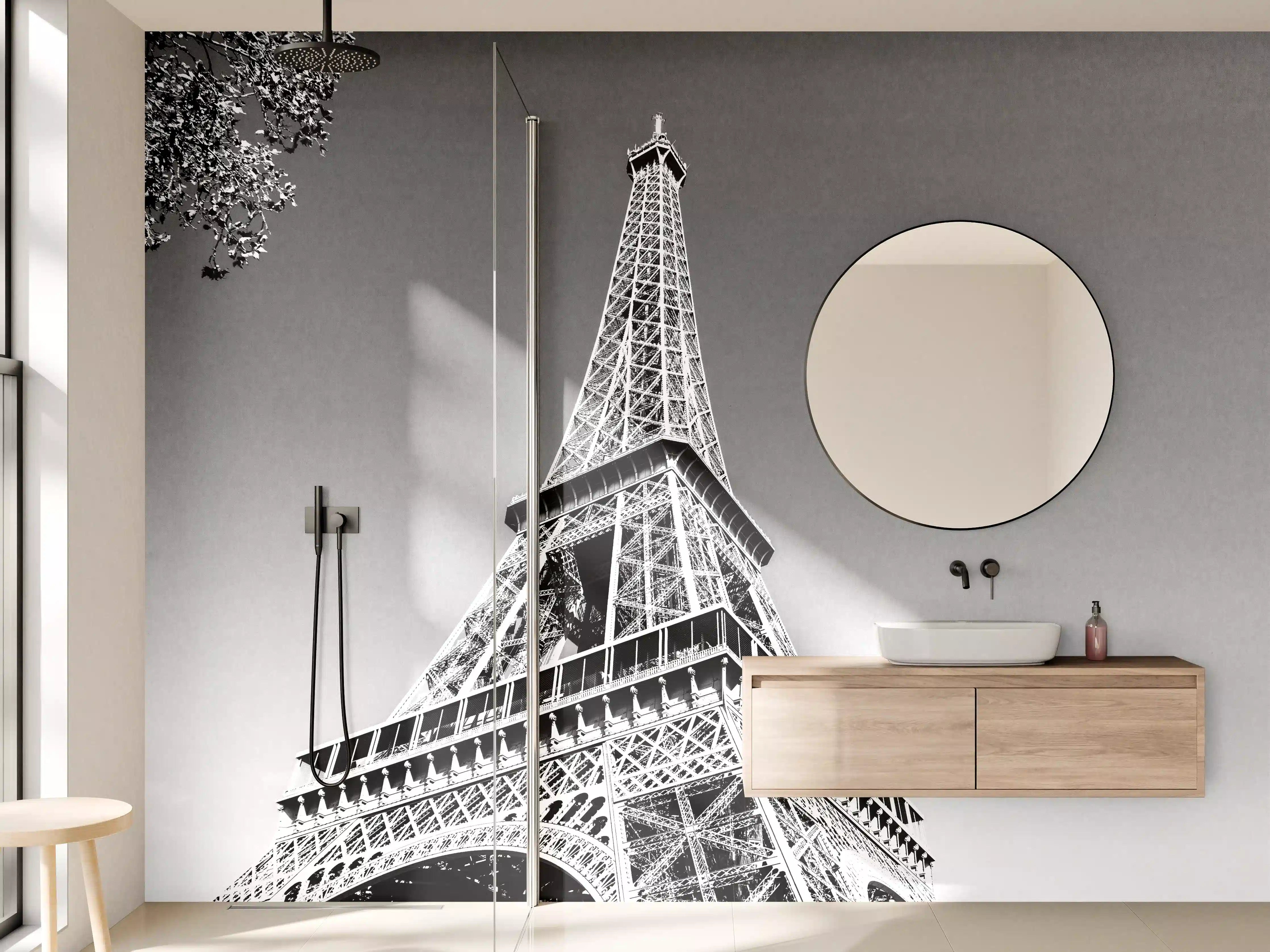 Wandverkleidung Bad - Schwarzweiß-Turmaufnahme mit Klarsicht