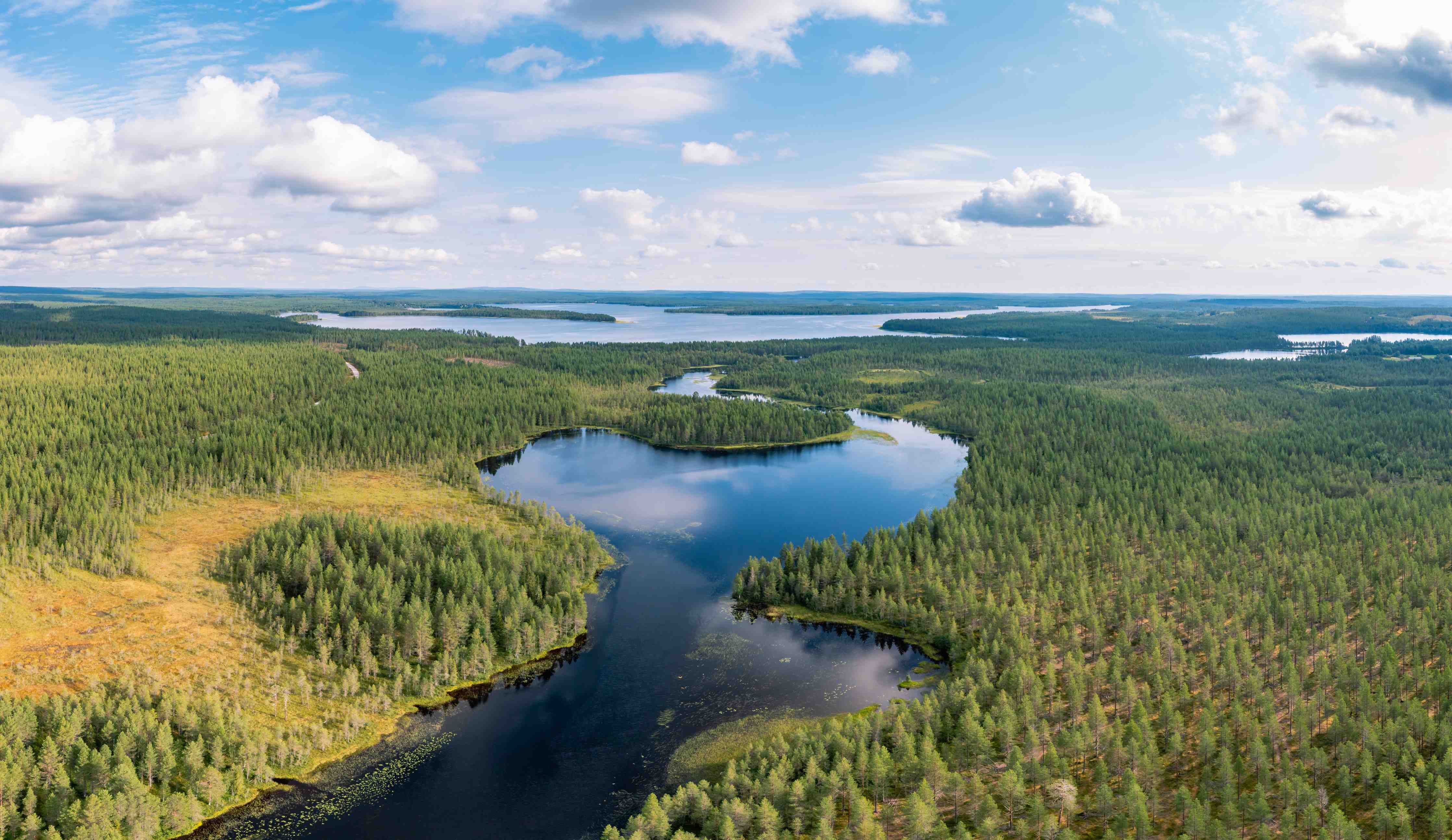 Wandverkleidung Bad-Schwedische Seenlandschaft Luftaufnahme