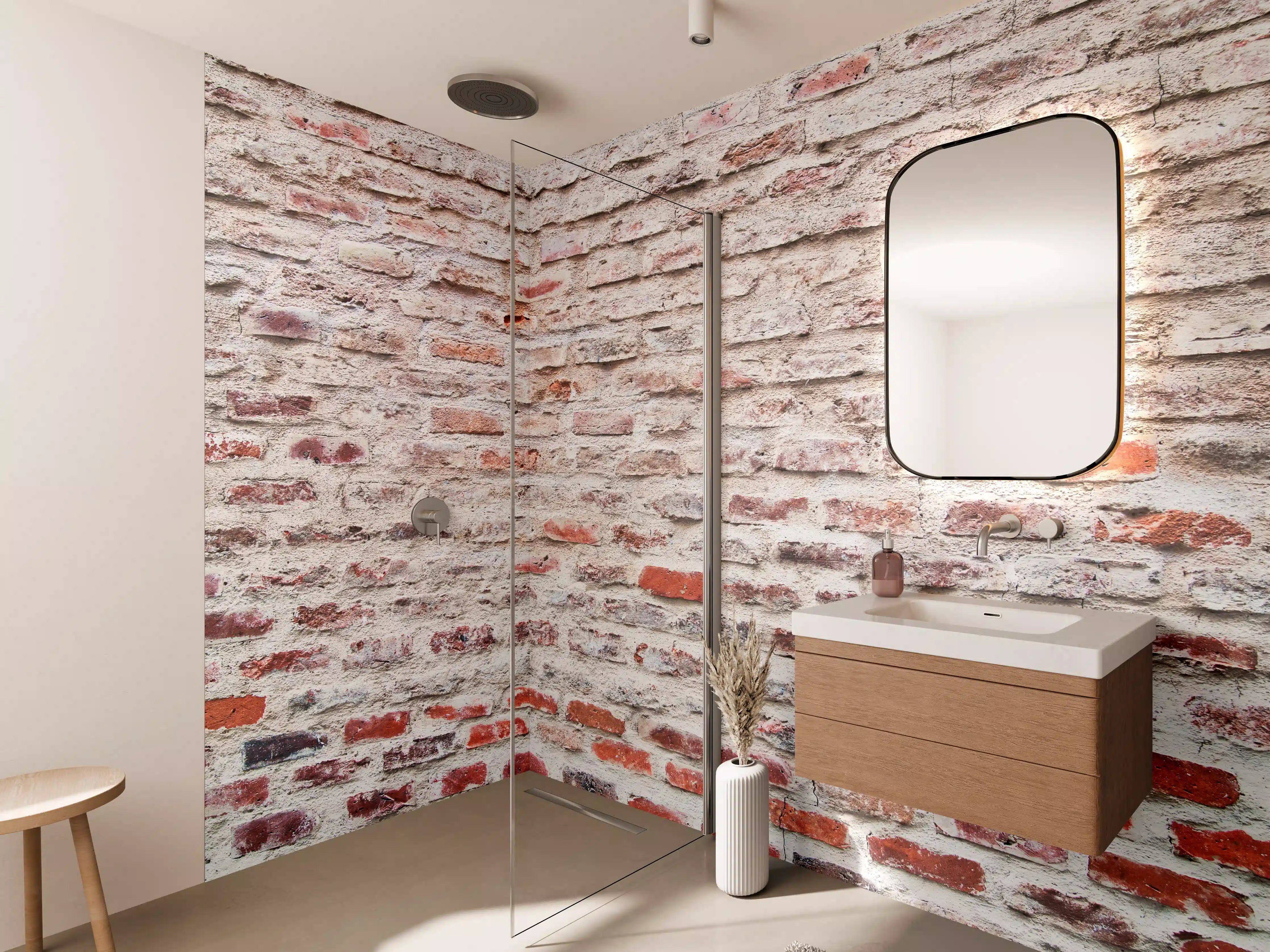 Wandverkleidung Bad - Sehr alte kaputte Steinmauer