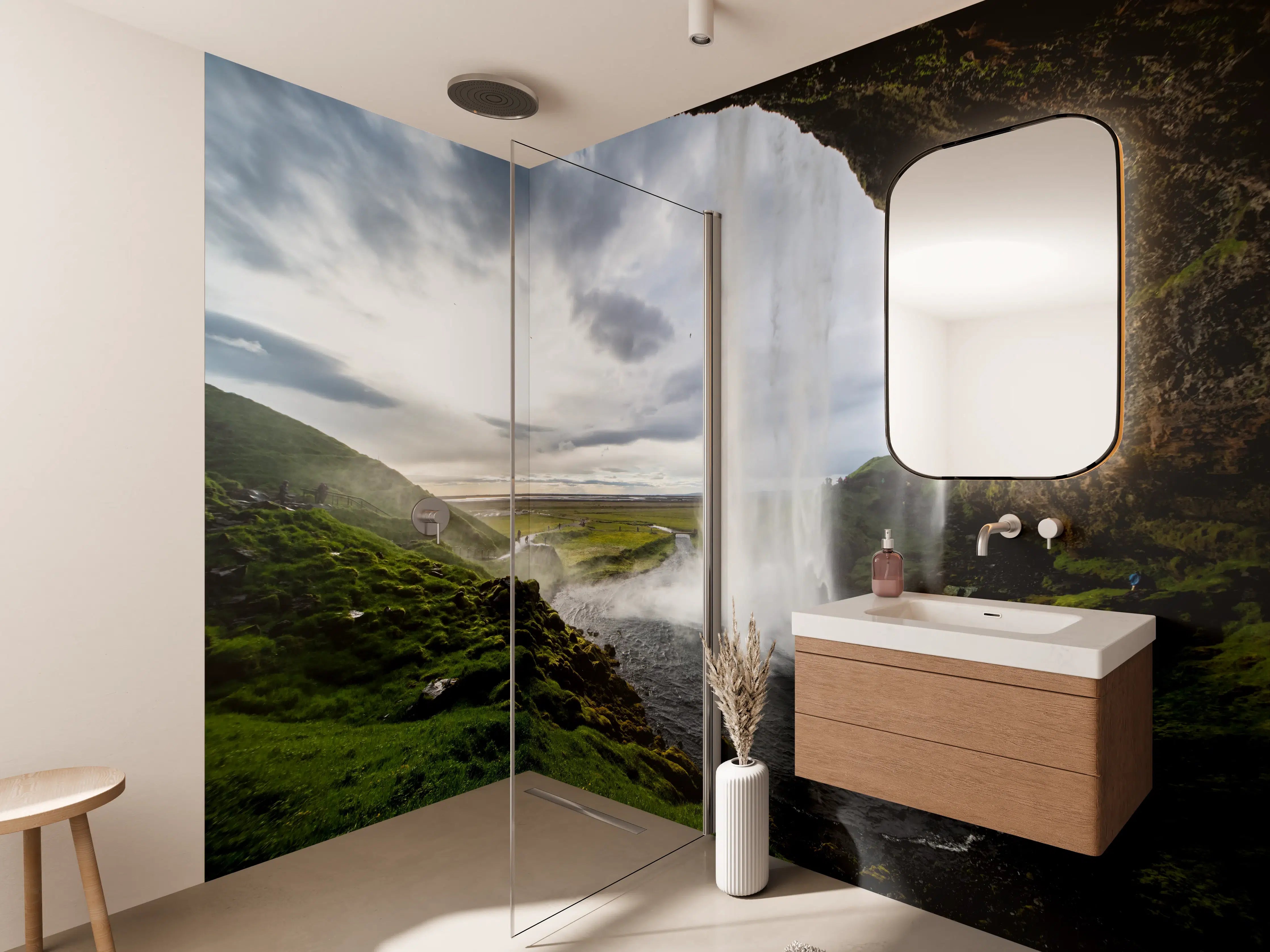 Wandverkleidung Bad - Seljalandsfoss Wasserfall