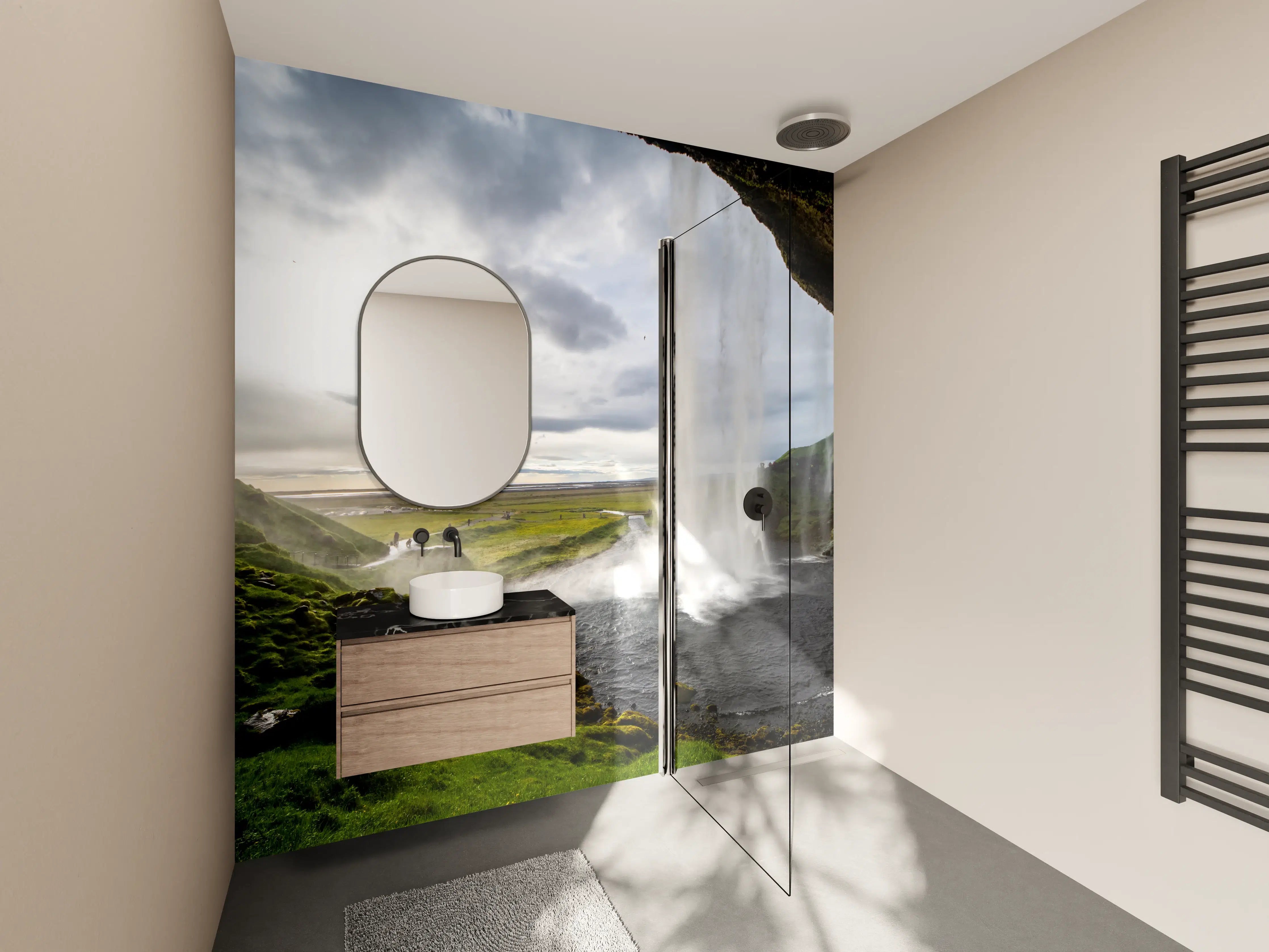 Wandverkleidung Bad - Seljalandsfoss Wasserfall