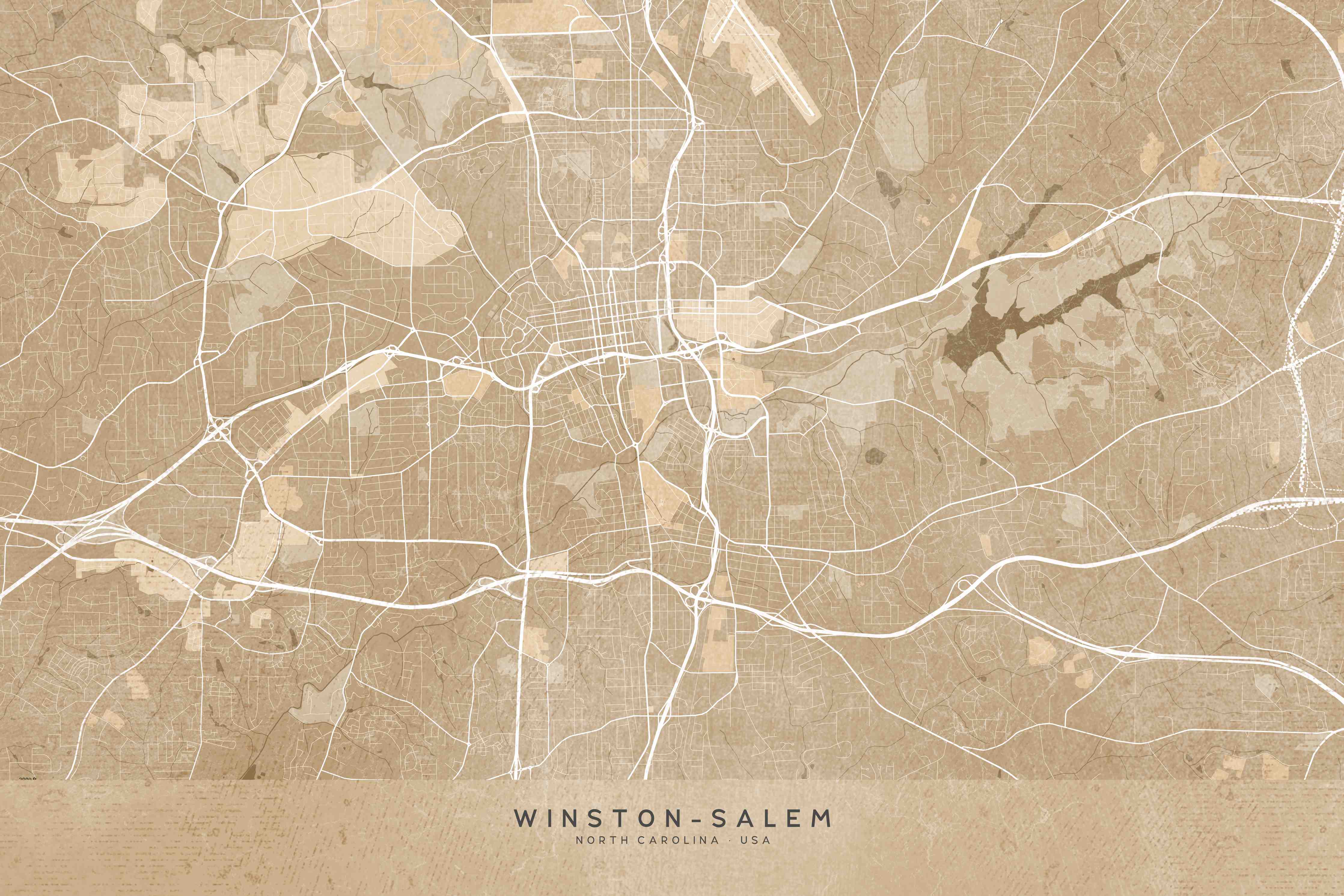 Wandverkleidung Bad-Sepia Vintage Karte Winston-Salem