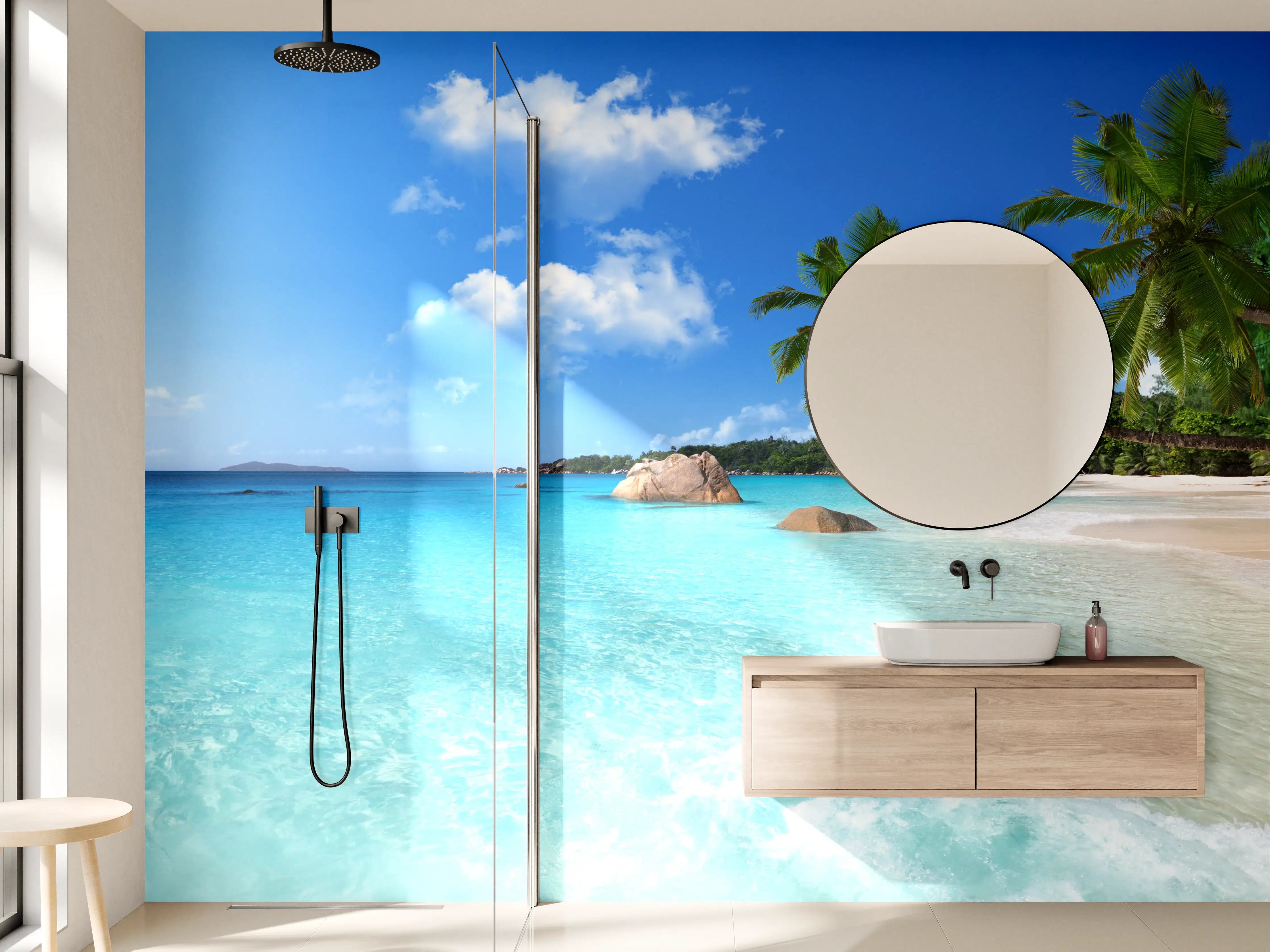 Wandverkleidung Bad - Seychellen Paradiesstrand Türkis