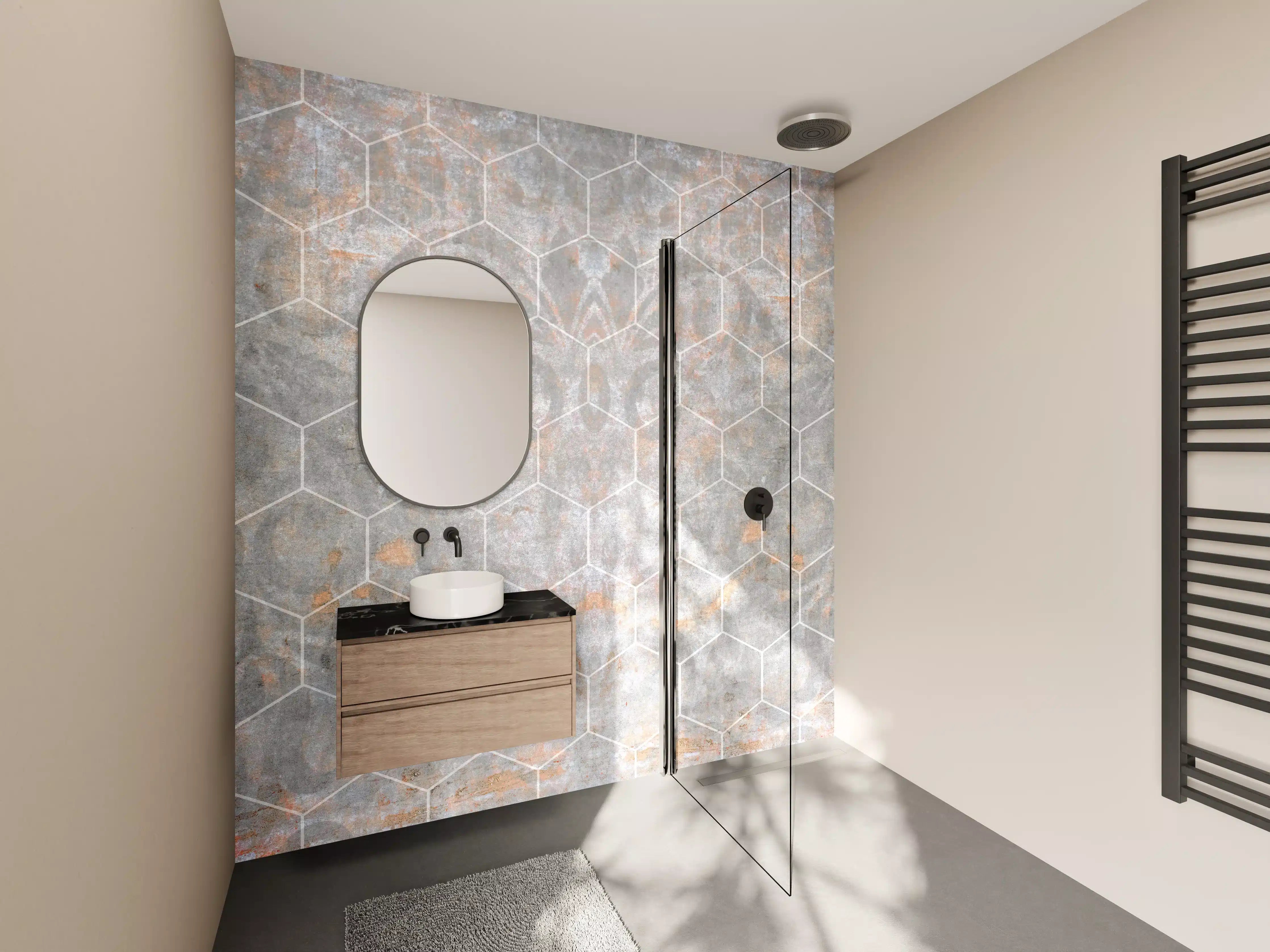 Wandverkleidung Bad - Shabby Grau-Weiße Fliesentextur