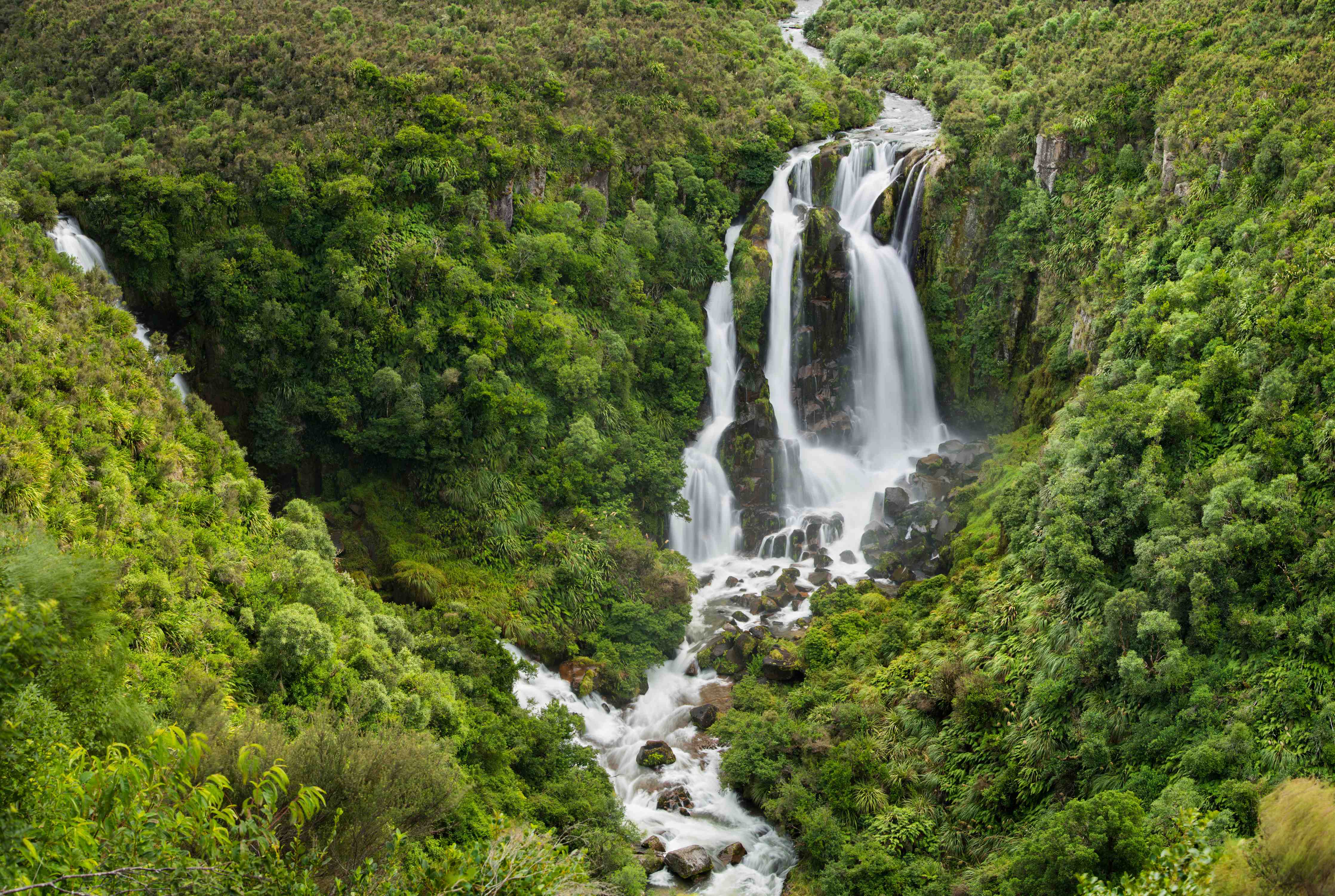 Wandverkleidung Bad-Silberner Wasserfall in smaragdgrüner Natur